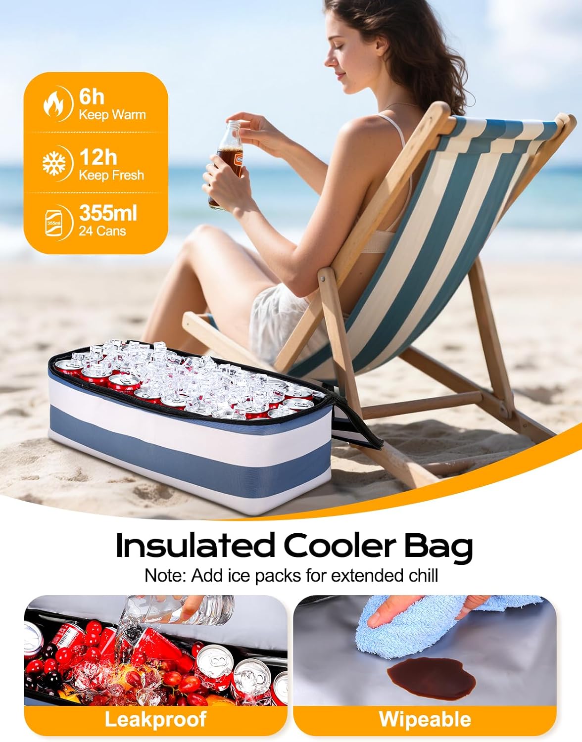 BOLSO DE PLAYA VEWACI 54L CON COOLER DESMONTABLE AZUL - 4