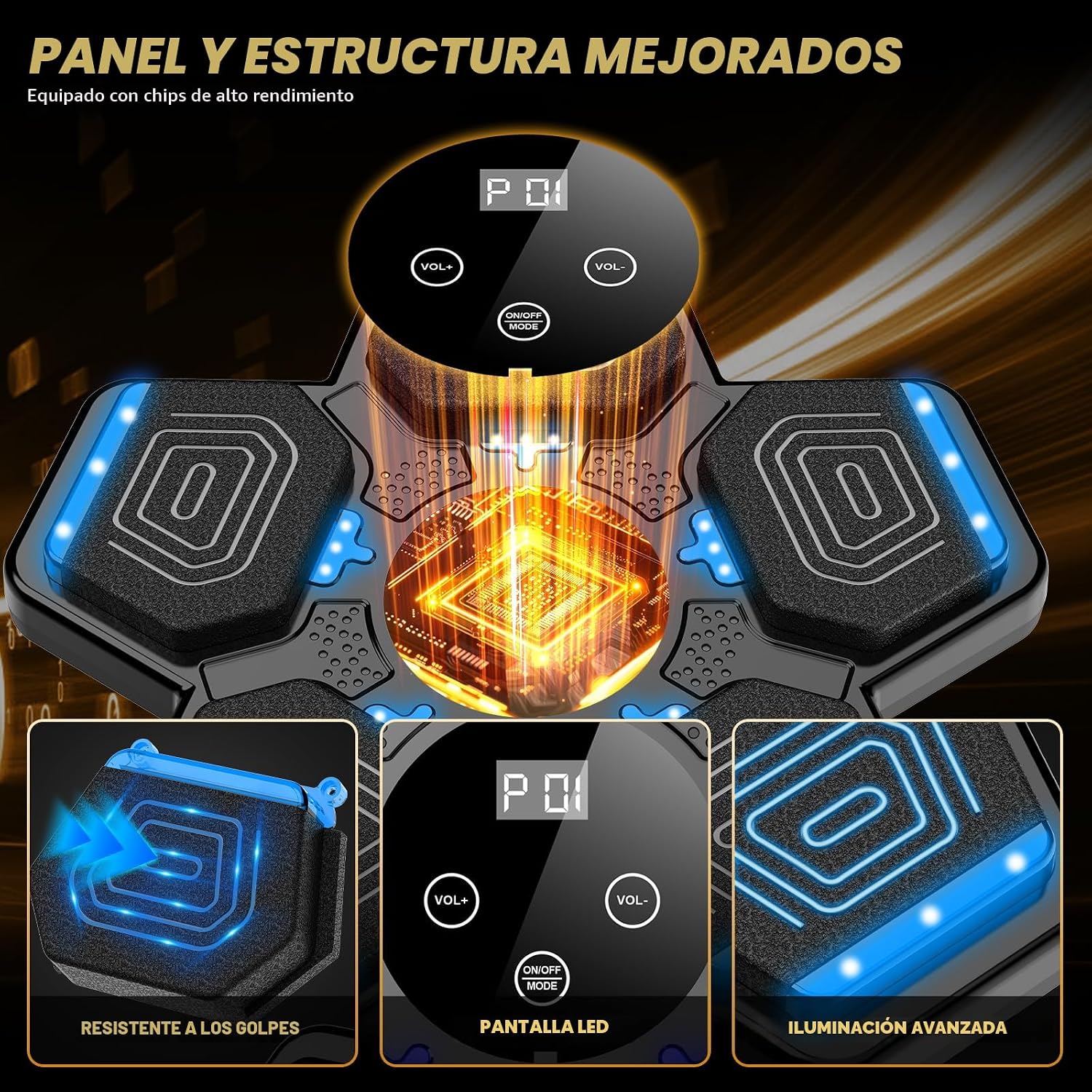MÁQUINA DE BOXEO MUSICAL LOLBOX CON BLUETOOTH Y GUANTES PARA MONTAJE EN PARED - 5