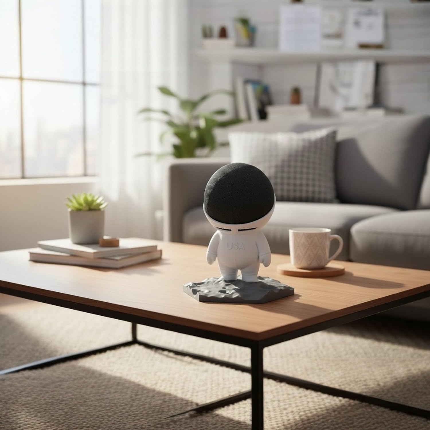 SOPORTE ASTRONAUTA PARA ALEXA ECHO DOT 4TA Y 5TA GENERACIÓN EDICIÓN BASE LUNAR BLANCO - 2