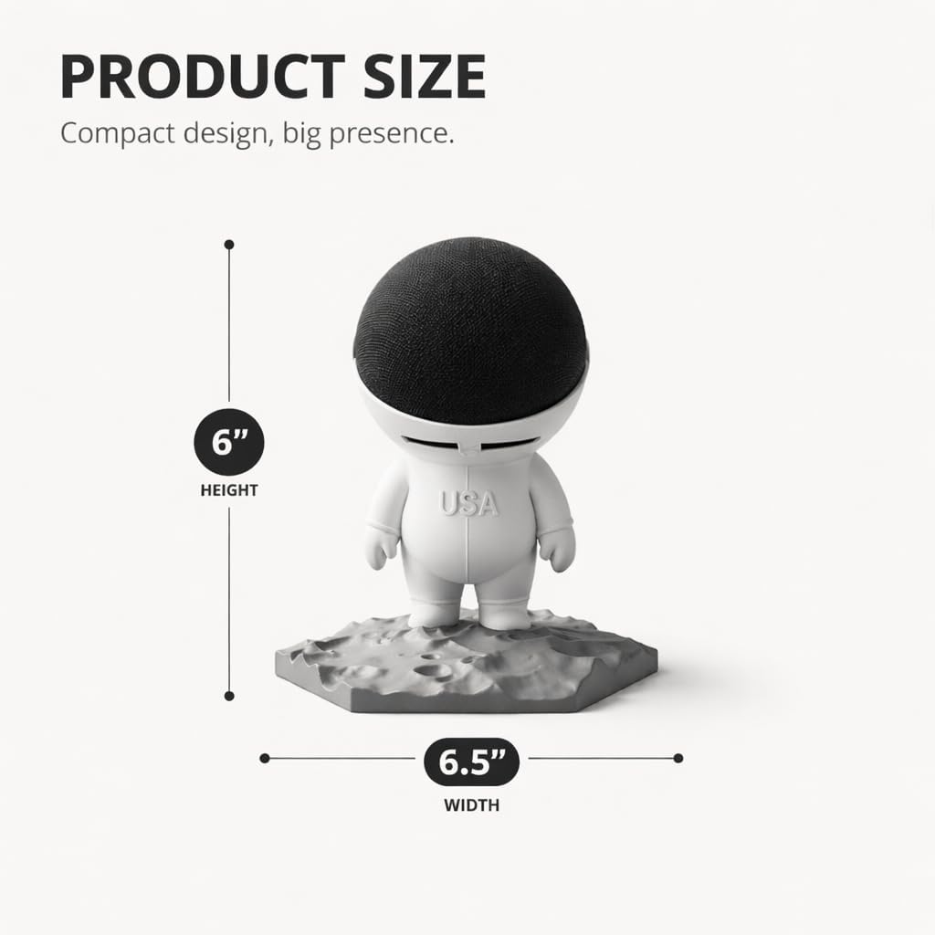 SOPORTE ASTRONAUTA PARA ALEXA ECHO DOT 4TA Y 5TA GENERACIÓN EDICIÓN BASE LUNAR BLANCO - 3