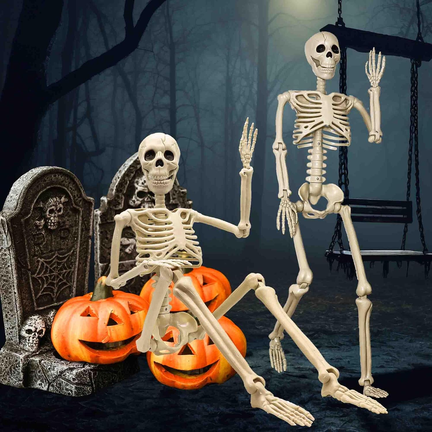 FIGURA DECORATIVA HALLOWEEN ZNORSO ESQUELETO POSABLE 90 CM 2 UNIDADES - 2