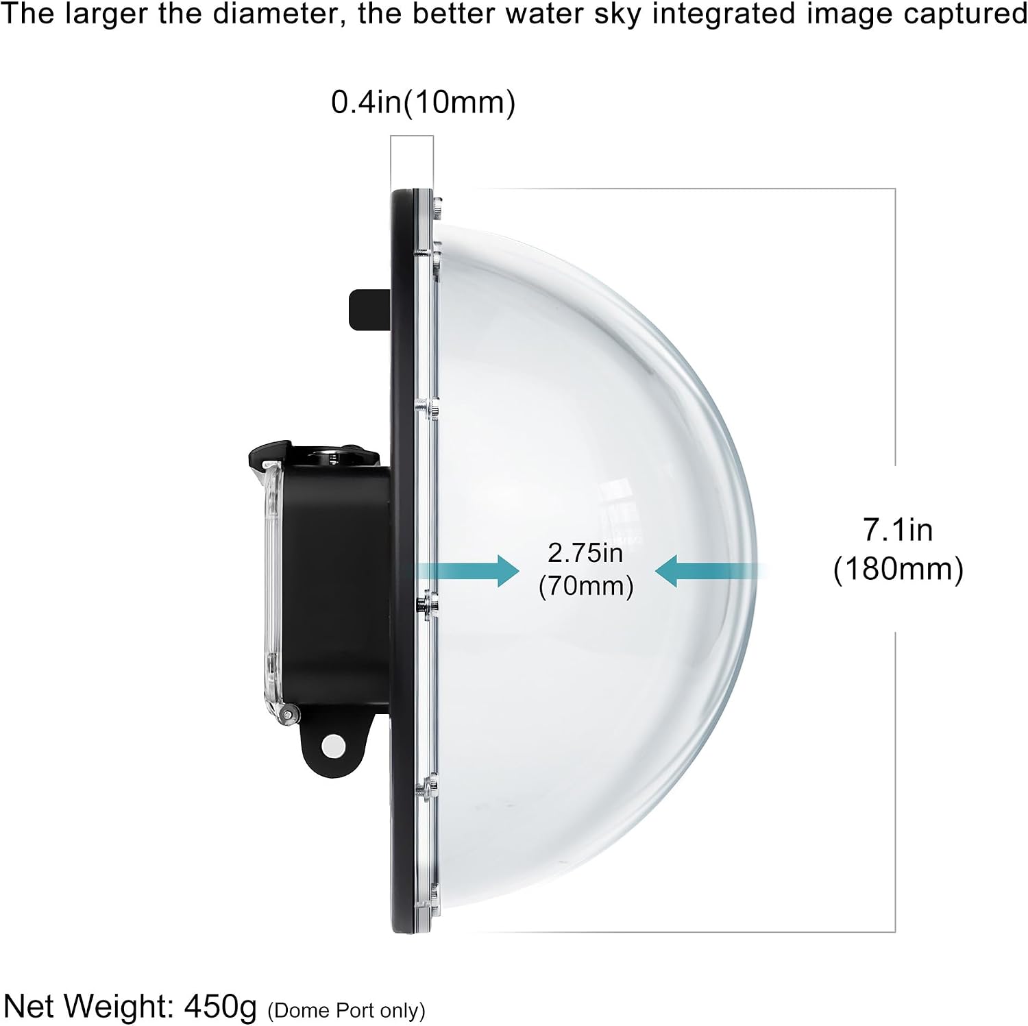CARCASA DOME PORT IMPERMEABLE PARA GOPRO HERO 8 BLACK 45M - 3
