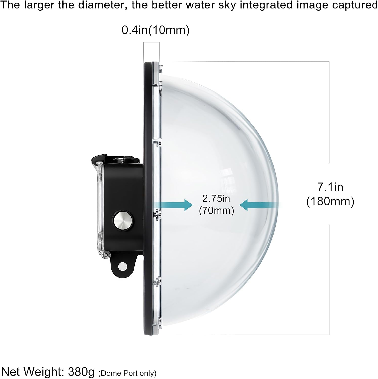 CARCASA DOME PORT SUMERGIBLE PARA GOPRO HERO 13 12 11 10 9 BLACK - 5