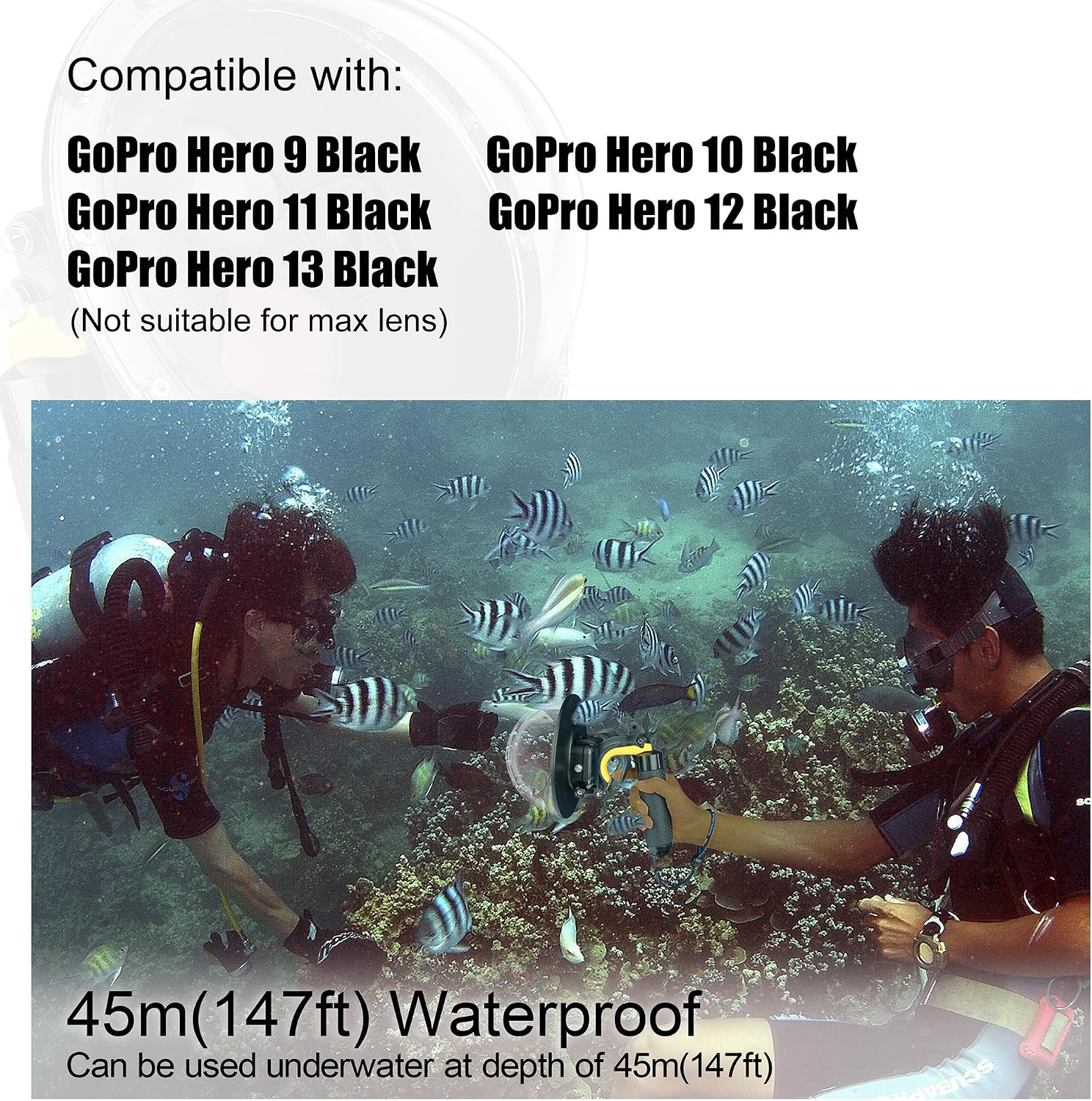 CARCASA DOME PORT IMPERMEABLE PARA GOPRO HERO 9 10 11 12 13 BLACK - 4