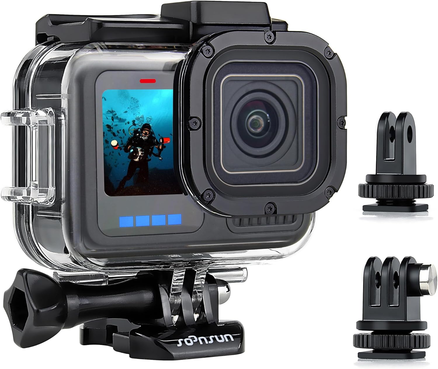 CARCASA IMPERMEABLE SOONSUN PARA GOPRO HERO 13 12 11 10 9 NEGRA 60M - 1