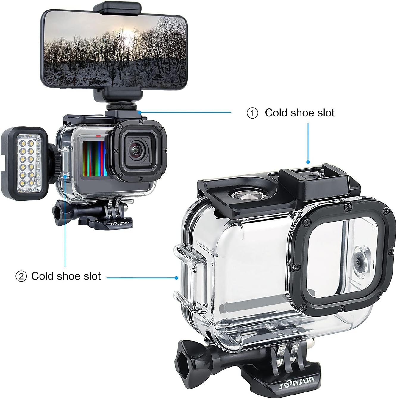 CARCASA IMPERMEABLE SOONSUN PARA GOPRO HERO 13 12 11 10 9 NEGRA 60M - 3