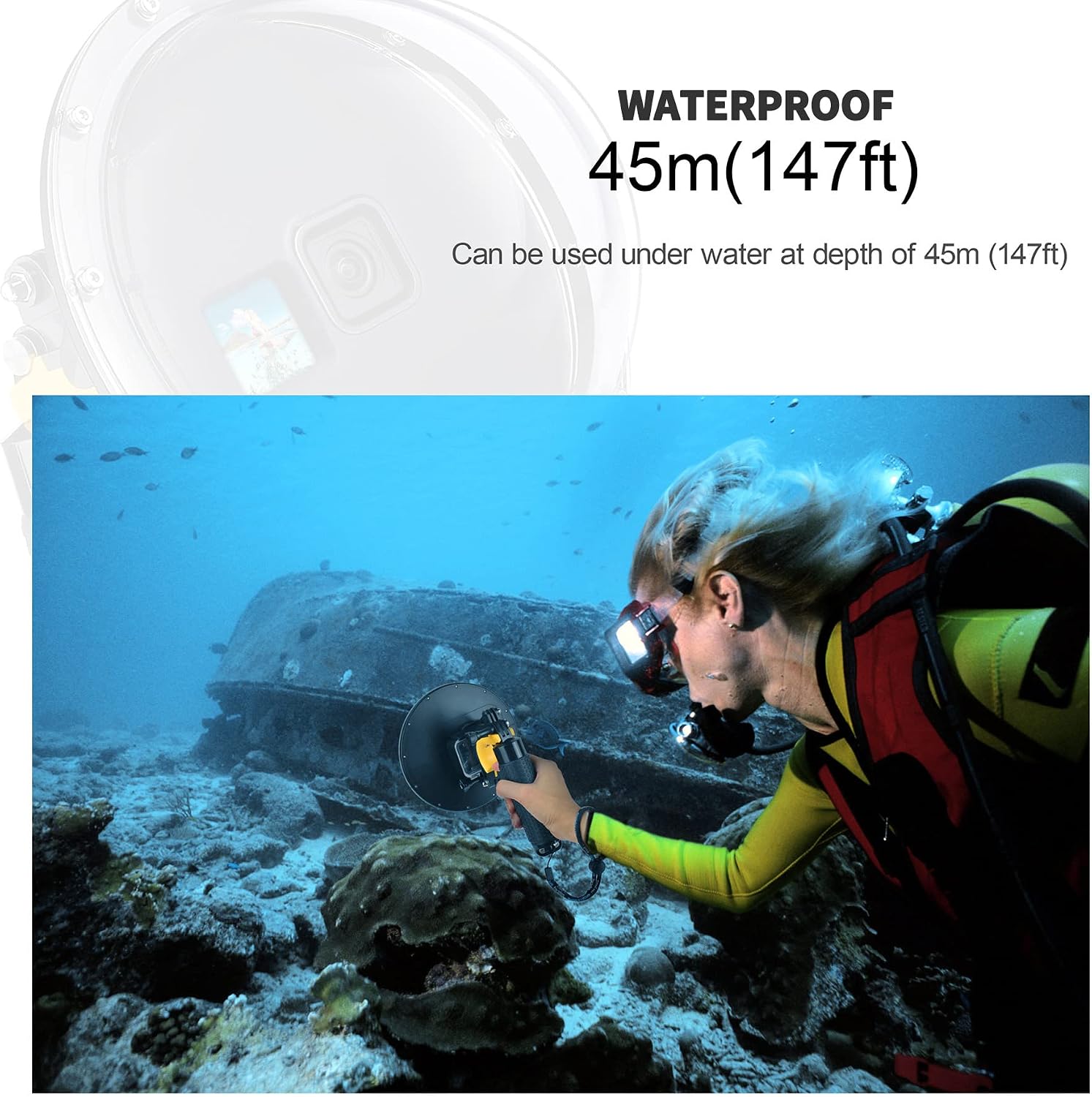 CARCASA DOME PORT SUMERGIBLE PARA GOPRO HERO 13 12 11 10 9 BLACK - 4