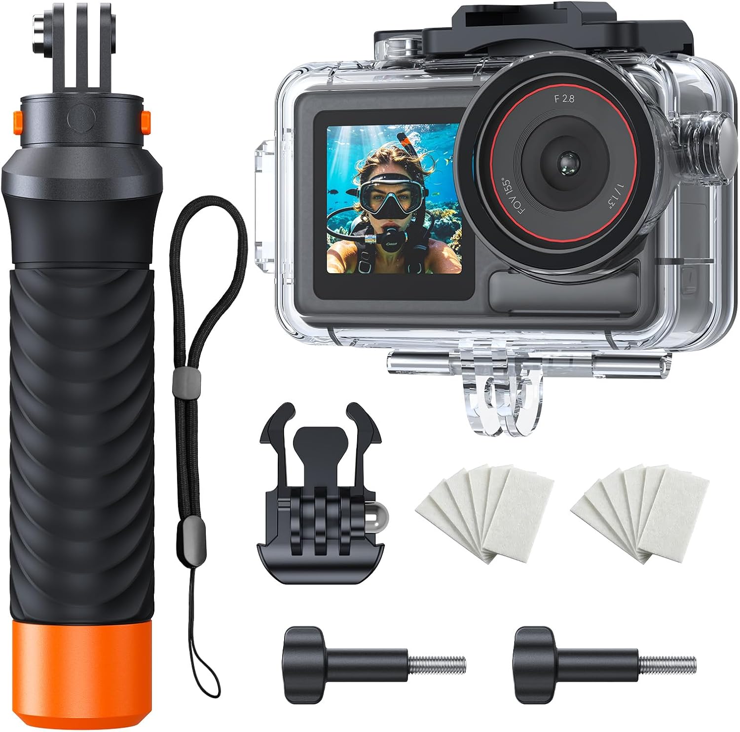 CARCASA IMPERMEABLE CON MANGO FLOTANTE PARA DJI OSMO ACTION 3/4/5 PRO, PROTECCIÓN HASTA 50 M - 1