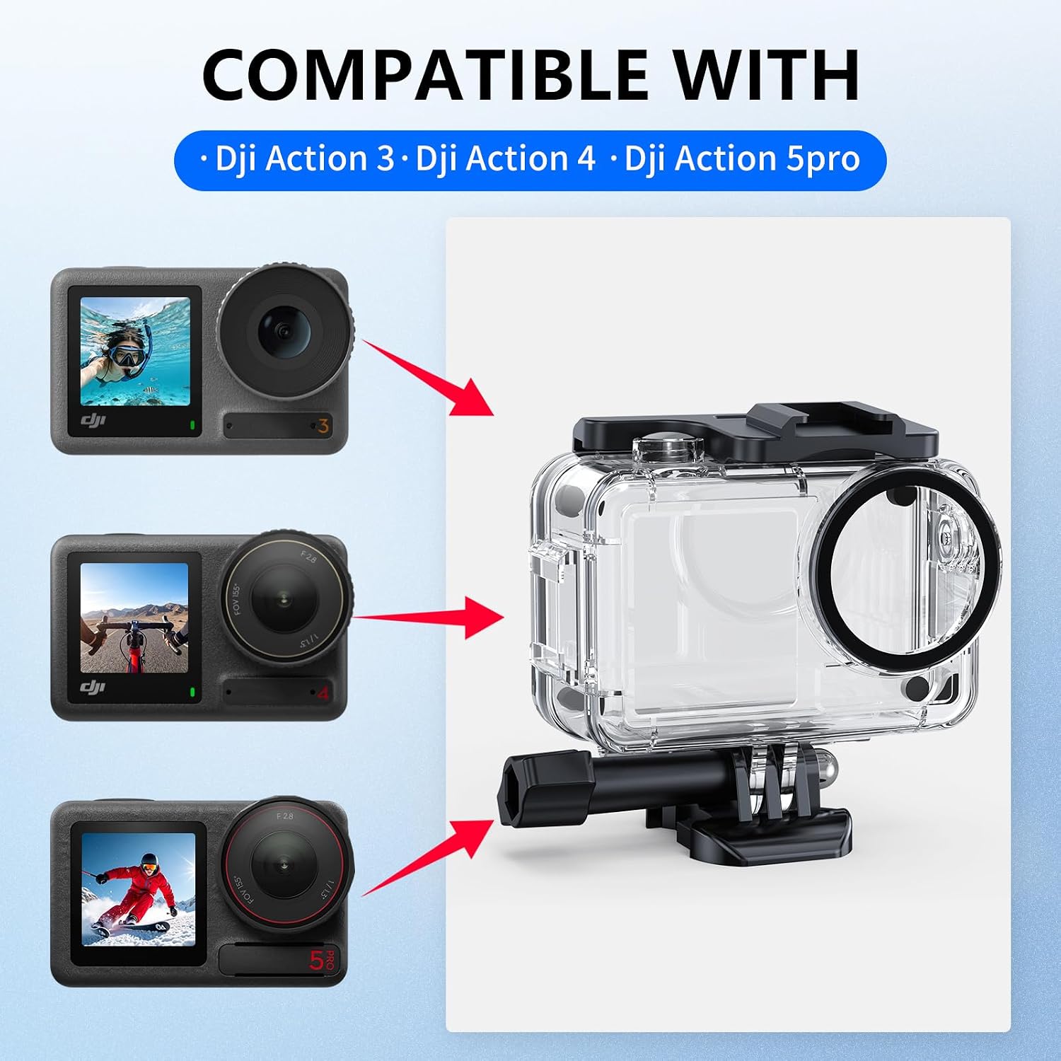 CARCASA IMPERMEABLE CON MANGO FLOTANTE PARA DJI OSMO ACTION 3/4/5 PRO, PROTECCIÓN HASTA 50 M - 3
