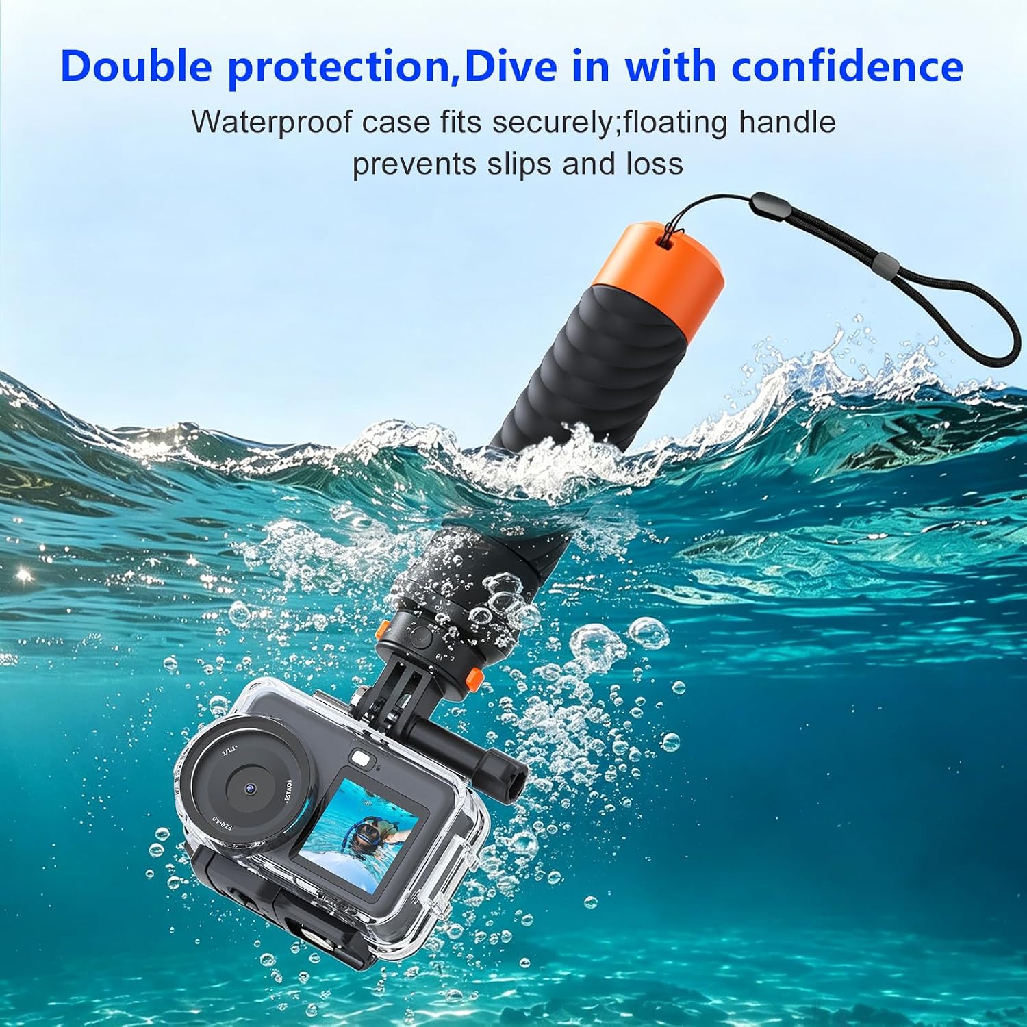 CARCASA IMPERMEABLE CON MANGO FLOTANTE PARA DJI OSMO ACTION 6 60M - 2