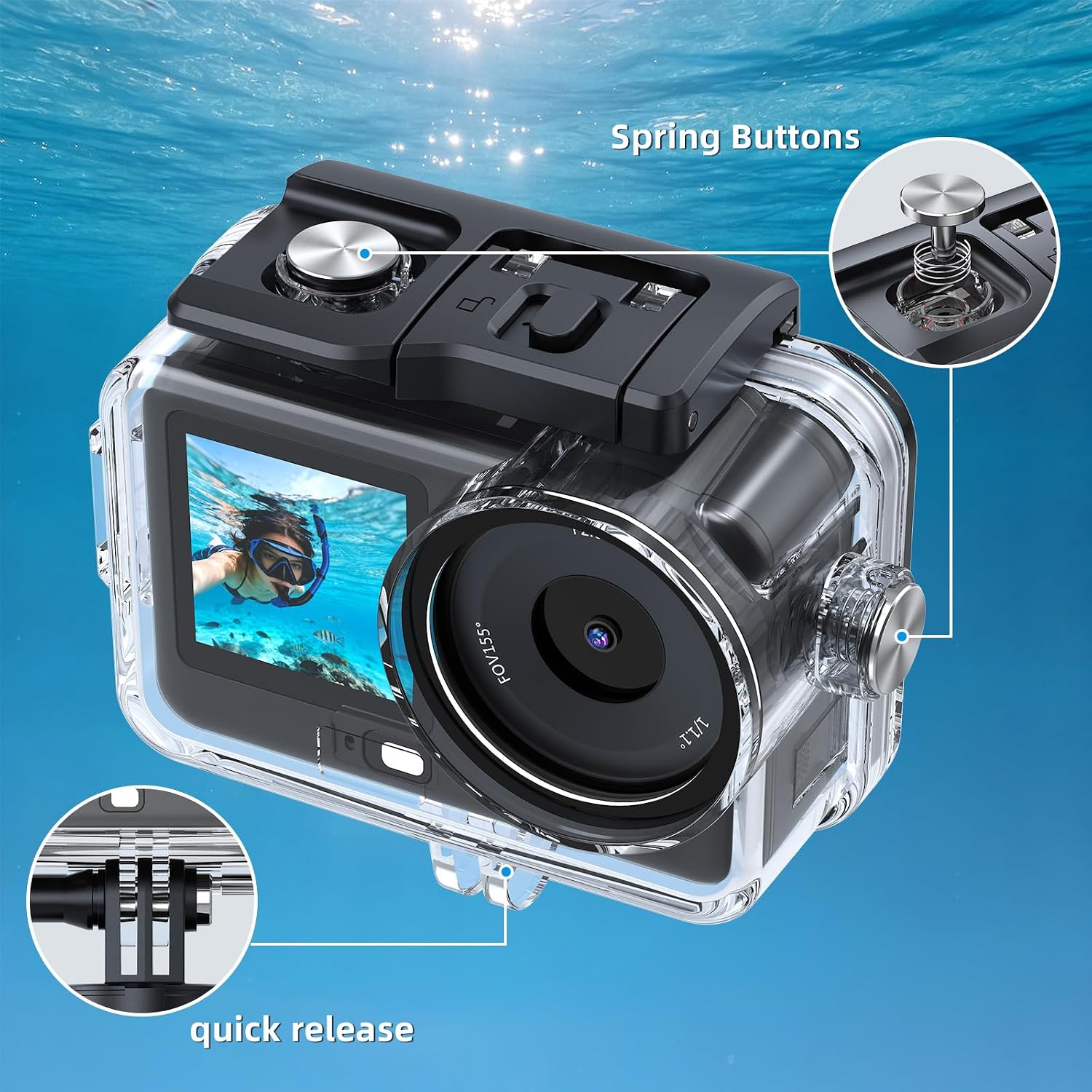 CARCASA IMPERMEABLE CON MANGO FLOTANTE PARA DJI OSMO ACTION 6 60M - 4