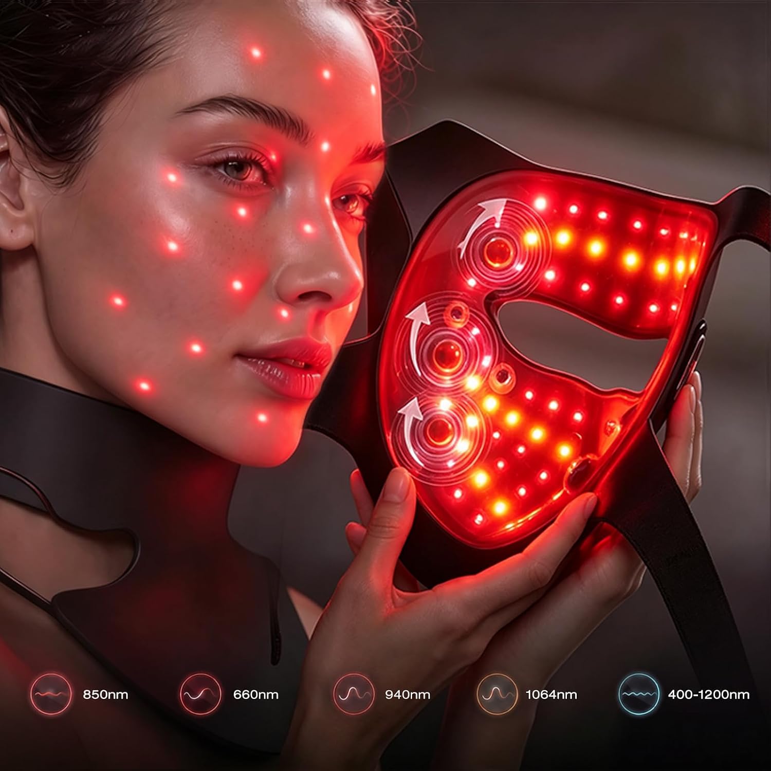 ALMOHADA TERAPÉUTICA JOVS 6D LASER LIGHT THERAPY MASK COLOR ROSA MISTY - 2