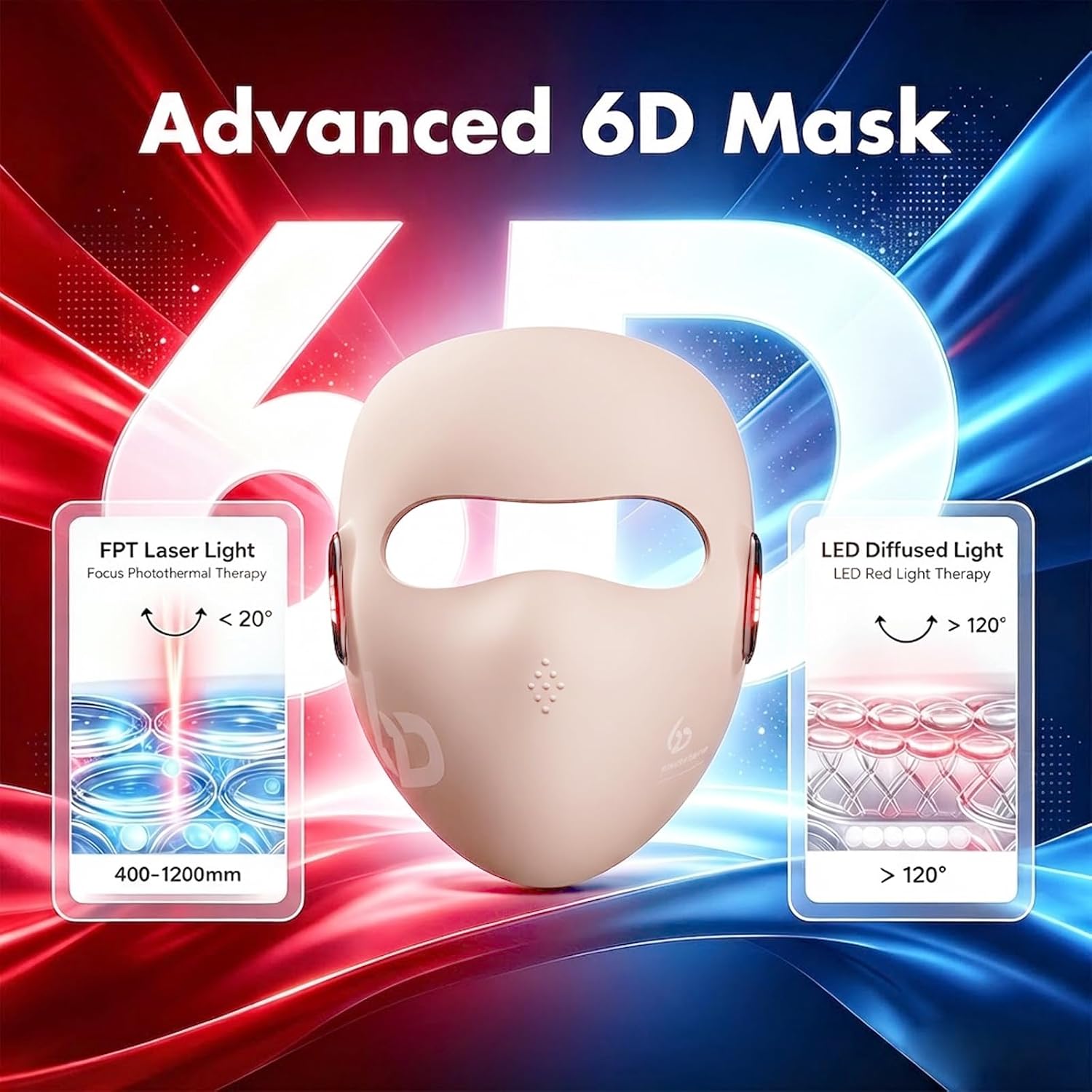 ALMOHADA TERAPÉUTICA JOVS 6D MÁSCARA DE TERAPIA CON LUZ LÁSER PARA ROSTRO - 3