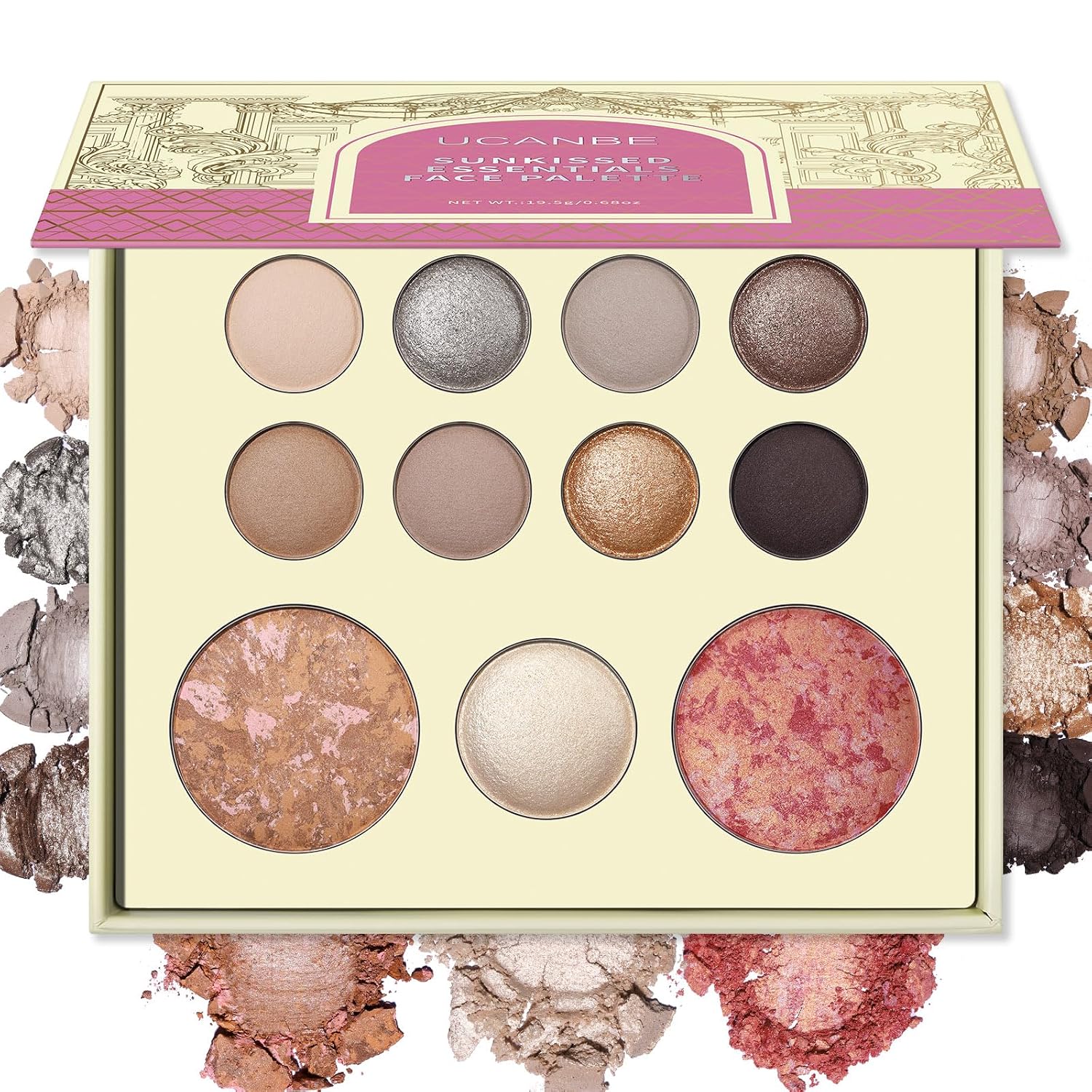 PALETA DE MAQUILLAJE UCANBE BAKED ALL IN ONE PARA ROSTRO Y OJOS 11 COLORES TONOS NEUTROS - 1