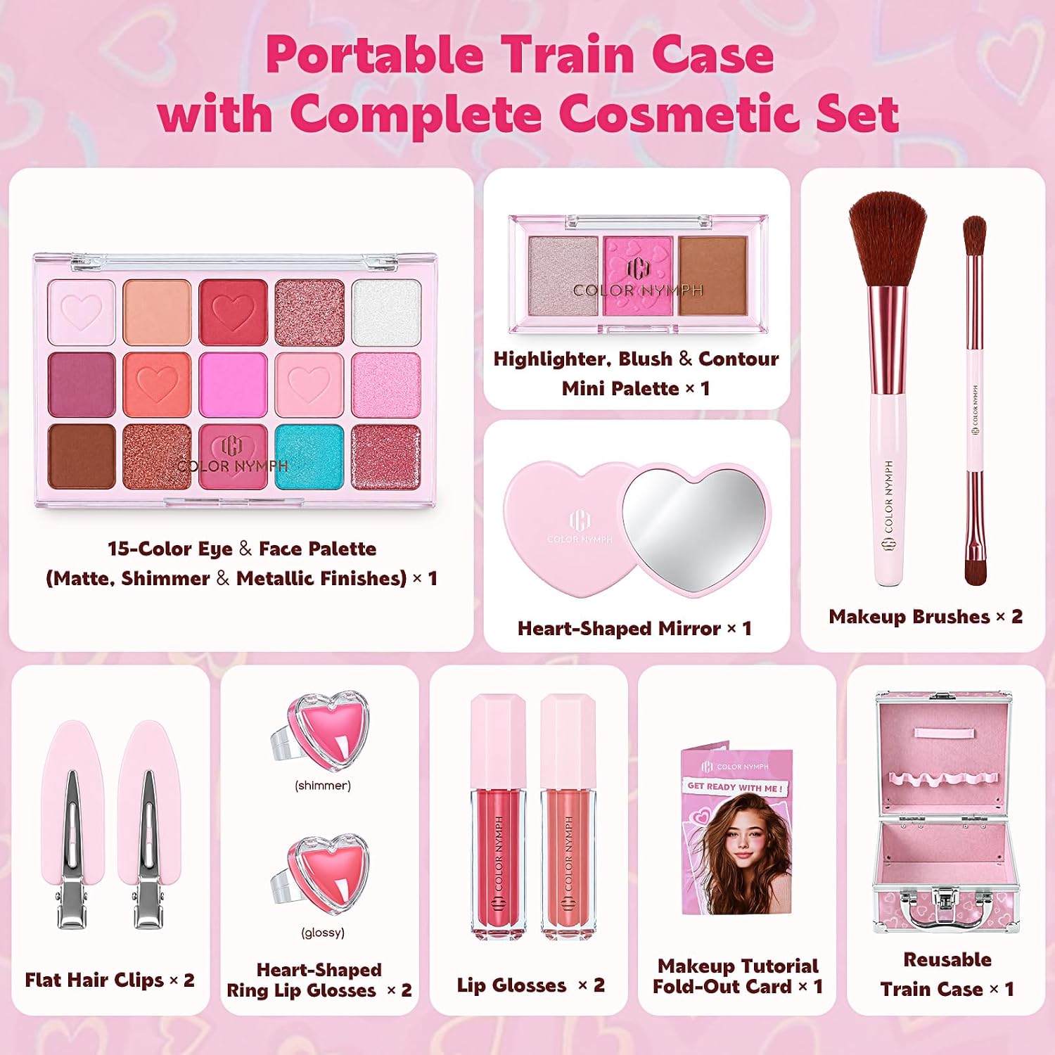 SET DE MAQUILLAJE PARA NIÑAS COLOR NYMPH BABY PINK PARA PRINCIPIANTES - 2