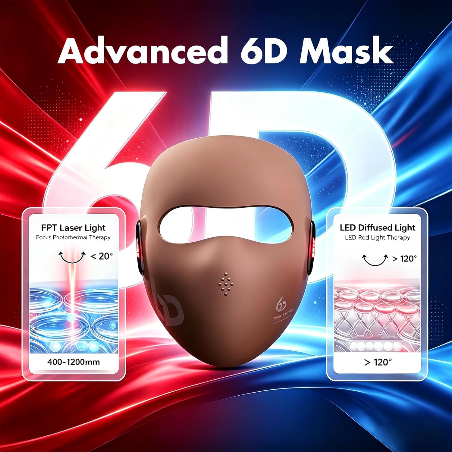 MÁSCARA TERAPÉUTICA DE LUZ LÁSER 6D JOVS PARA ROSTRO - 3
