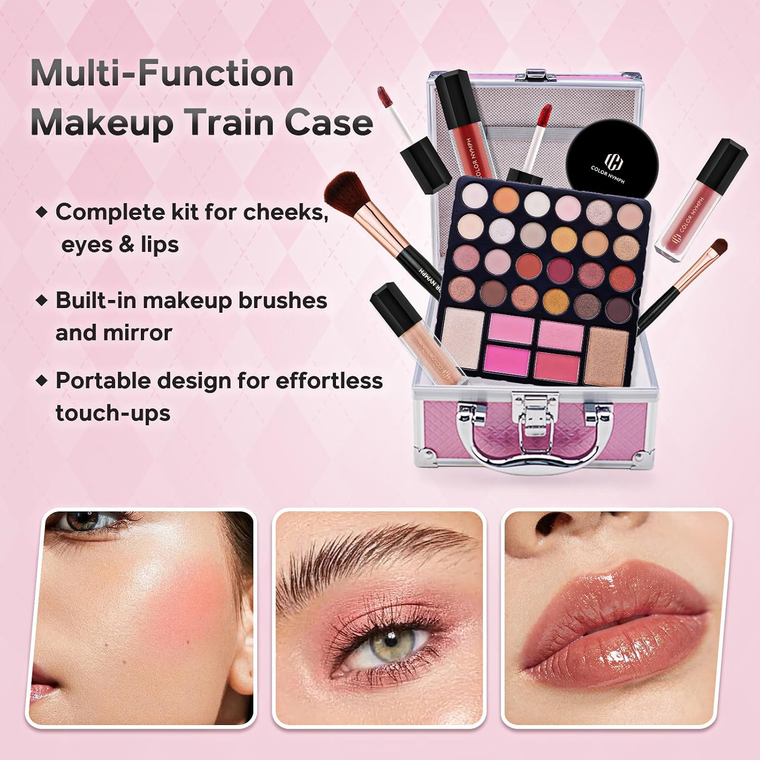 SET DE MAQUILLAJE PARA NIÑAS COLOR NYMPH ROSA PARA PRINCIPIANTES - 2