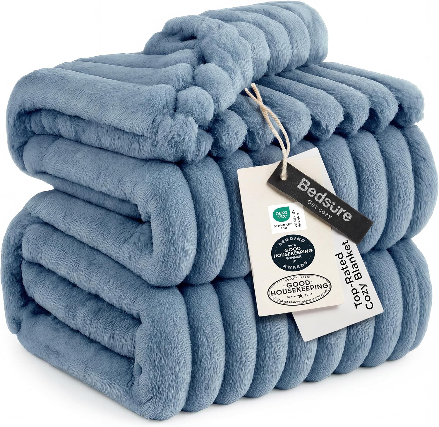 MANTA BEDSURE QUEEN AZUL 90X90 PULGADAS - 1
