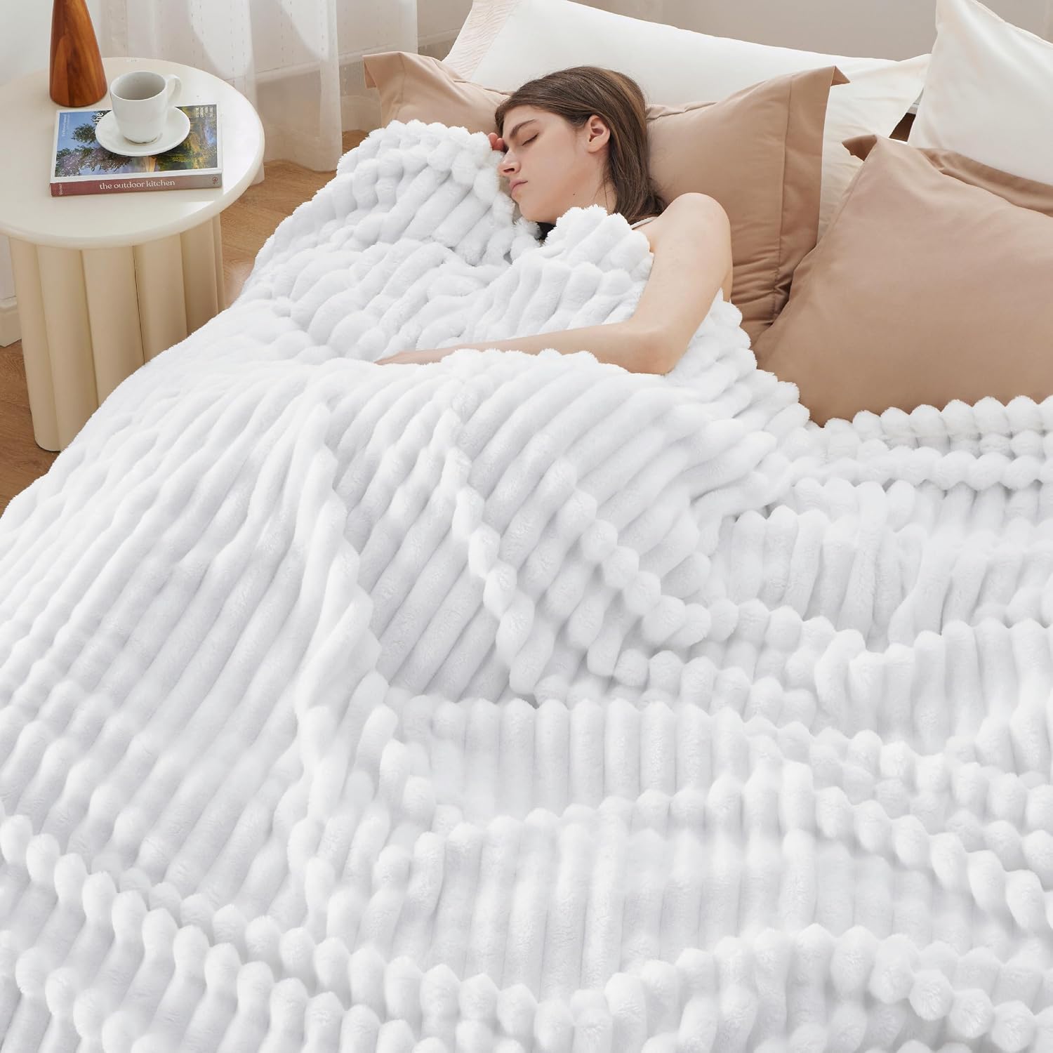 MANTA BEDSURE QUEEN SIZE BLANCO 90X90 PULGADAS - 4