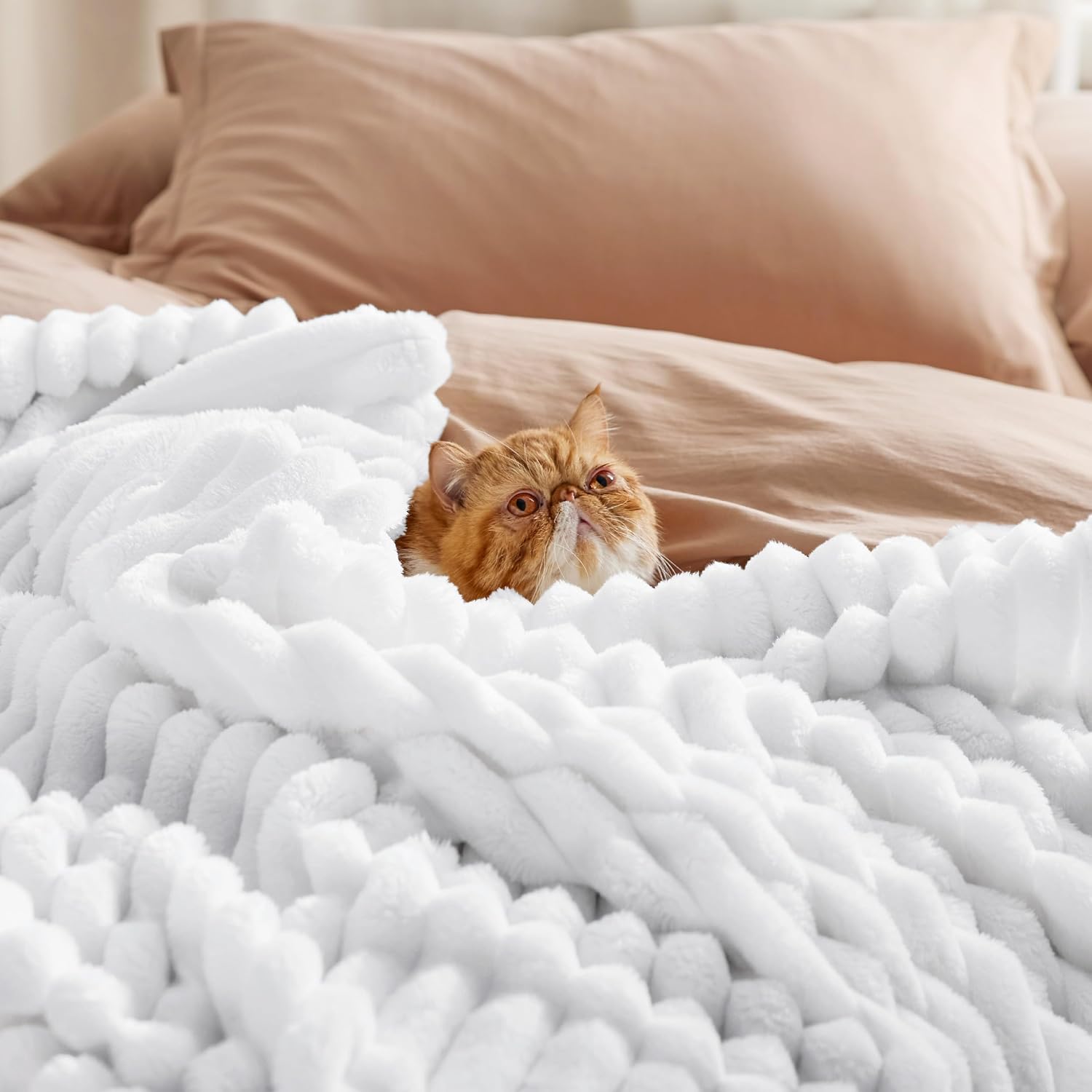 MANTA BEDSURE QUEEN SIZE BLANCO 90X90 PULGADAS - 5