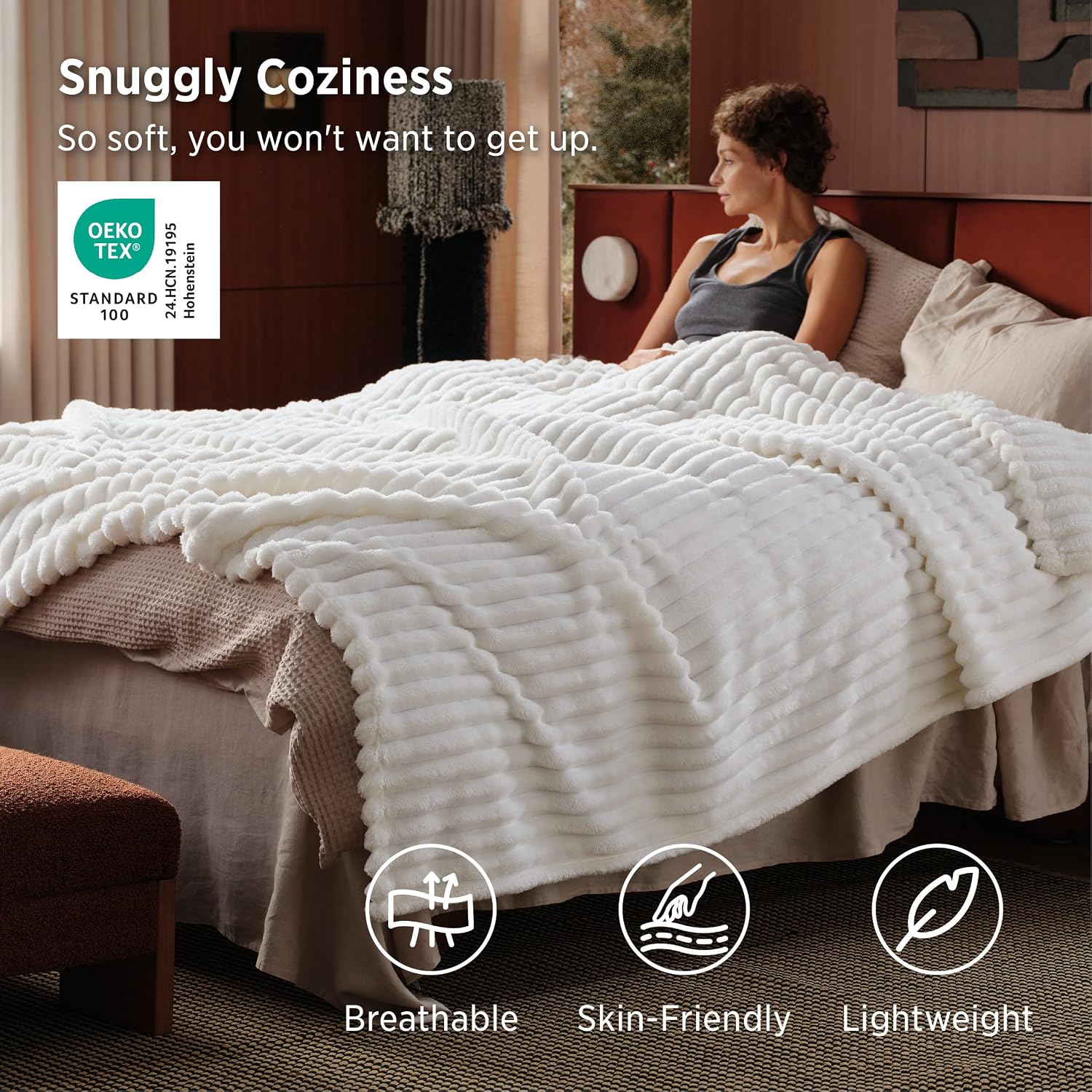MANTA BEDSURE FLEECE QUEEN 90X90 OFF WHITE - 3