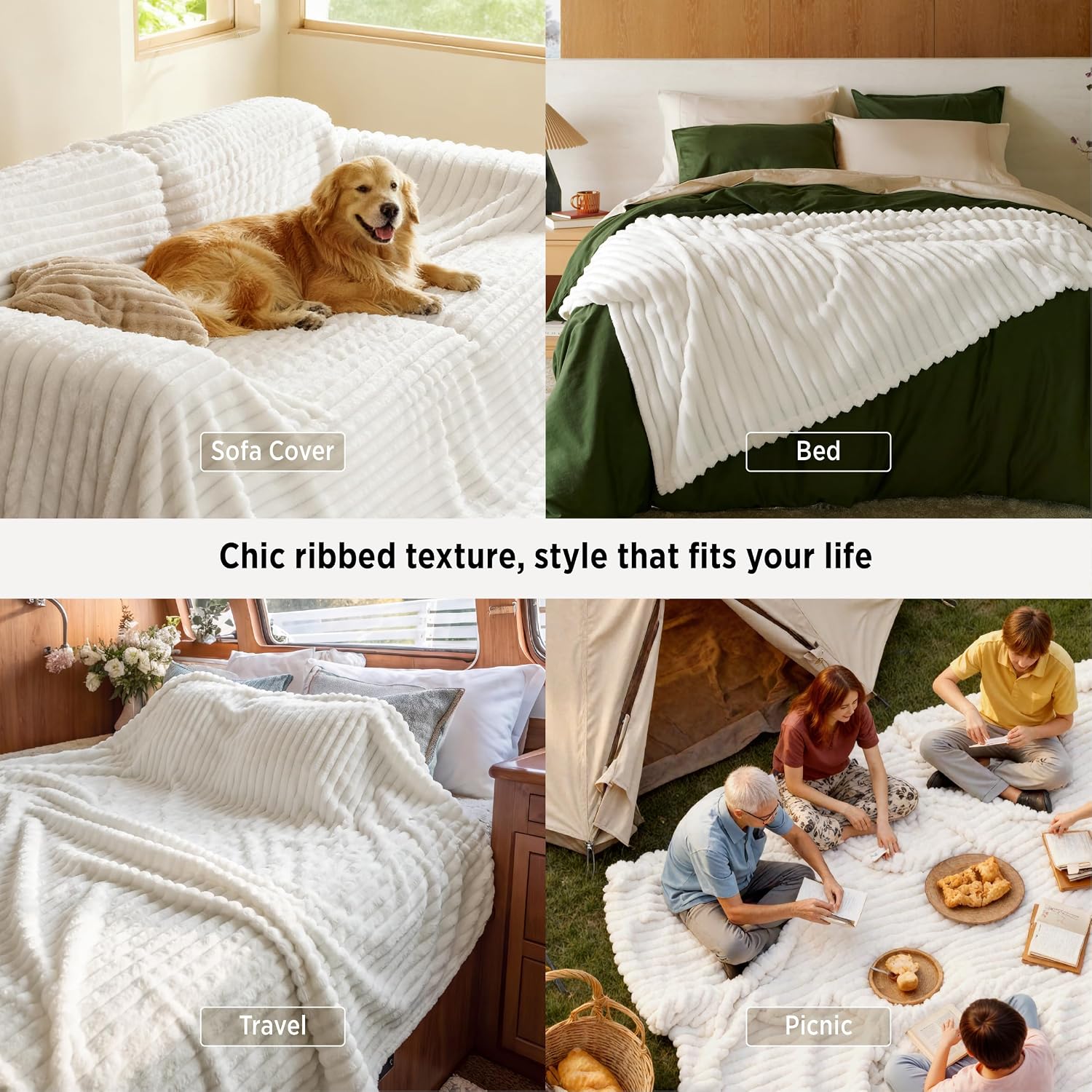 MANTA BEDSURE FLEECE QUEEN 90X90 OFF WHITE - 4