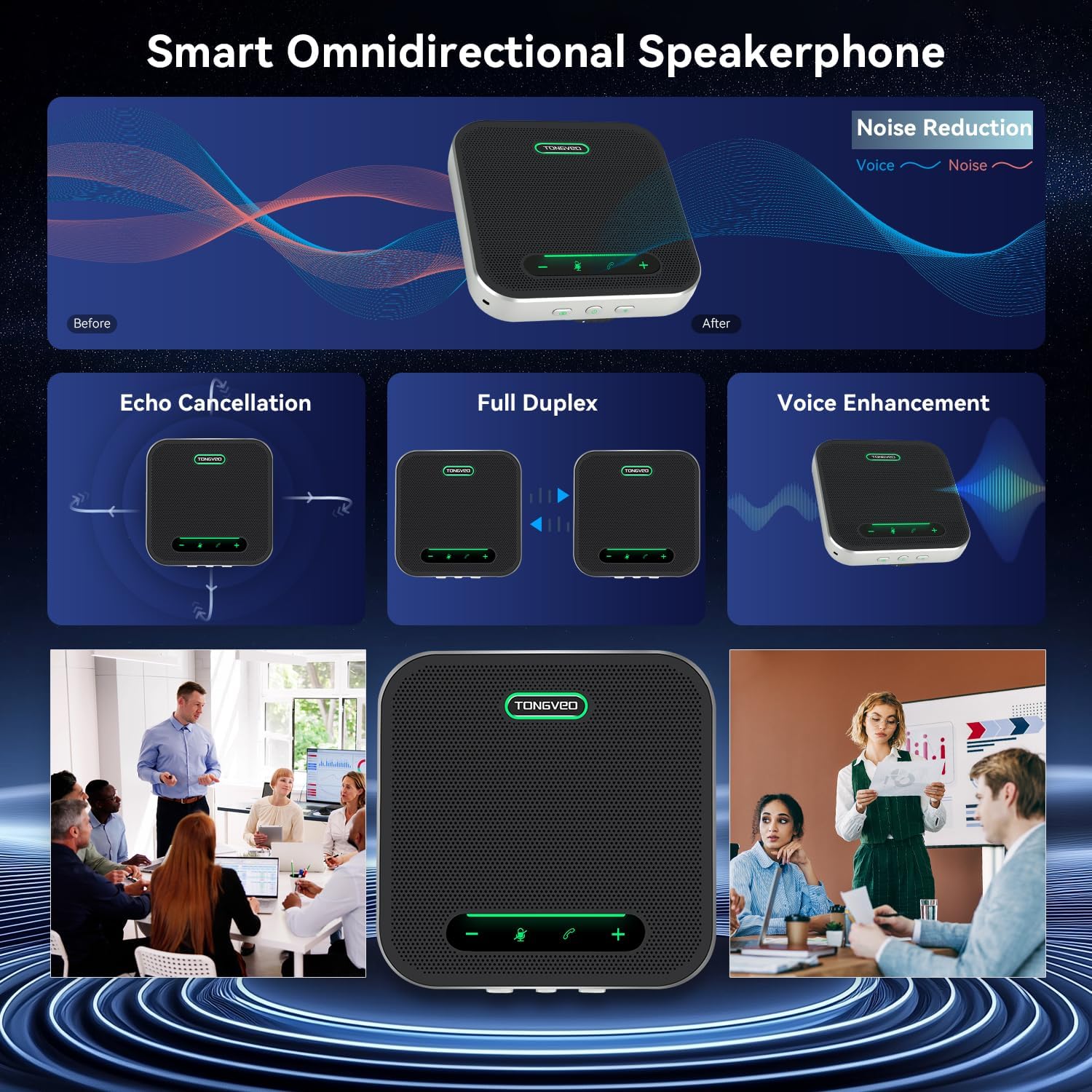 PARLANTE Y MICRÓFONO PARA CONFERENCIAS INALÁMBRICO TONGVEO BLUETOOTH 5W 16 HORAS - 2