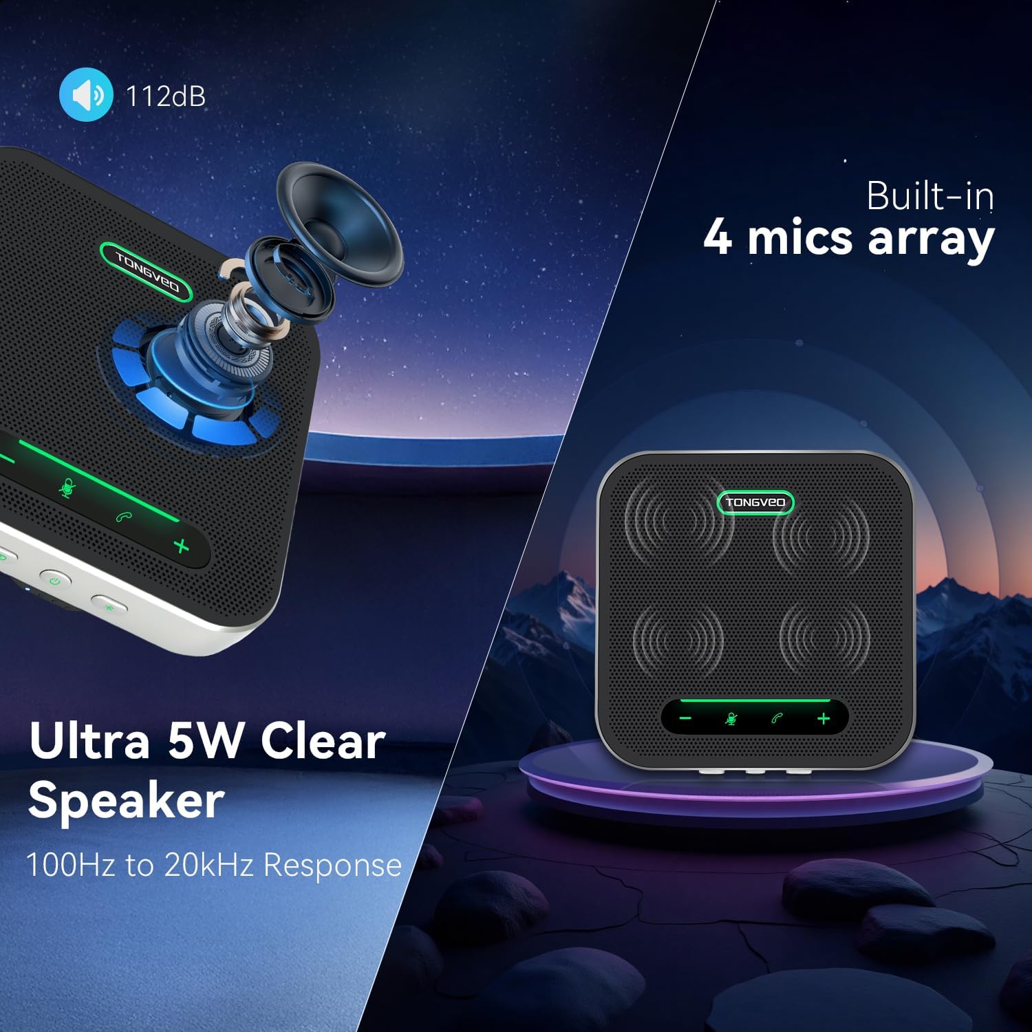 PARLANTE Y MICRÓFONO PARA CONFERENCIAS INALÁMBRICO TONGVEO BLUETOOTH 5W 16 HORAS - 3