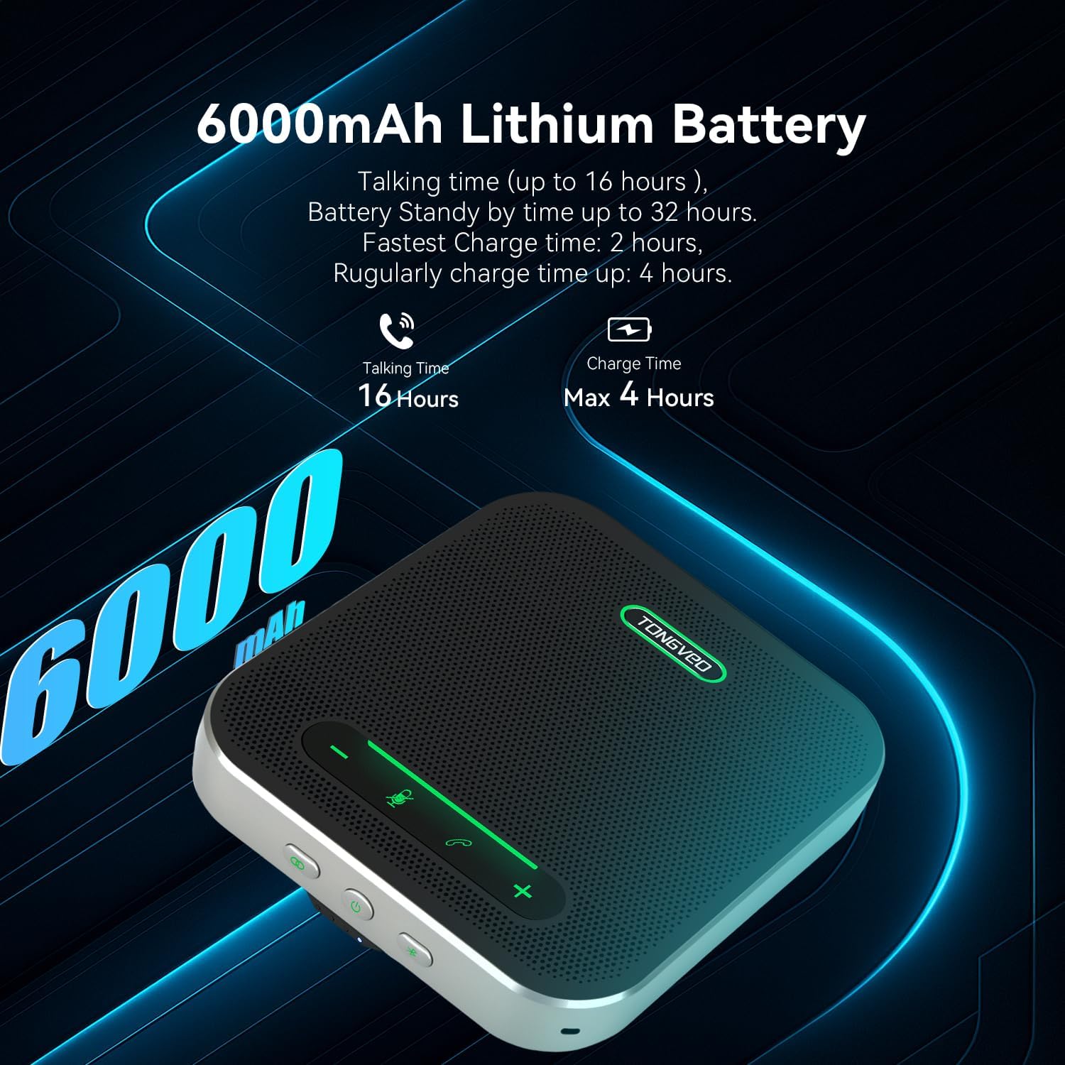 PARLANTE Y MICRÓFONO PARA CONFERENCIAS INALÁMBRICO TONGVEO BLUETOOTH 5W 16 HORAS - 4