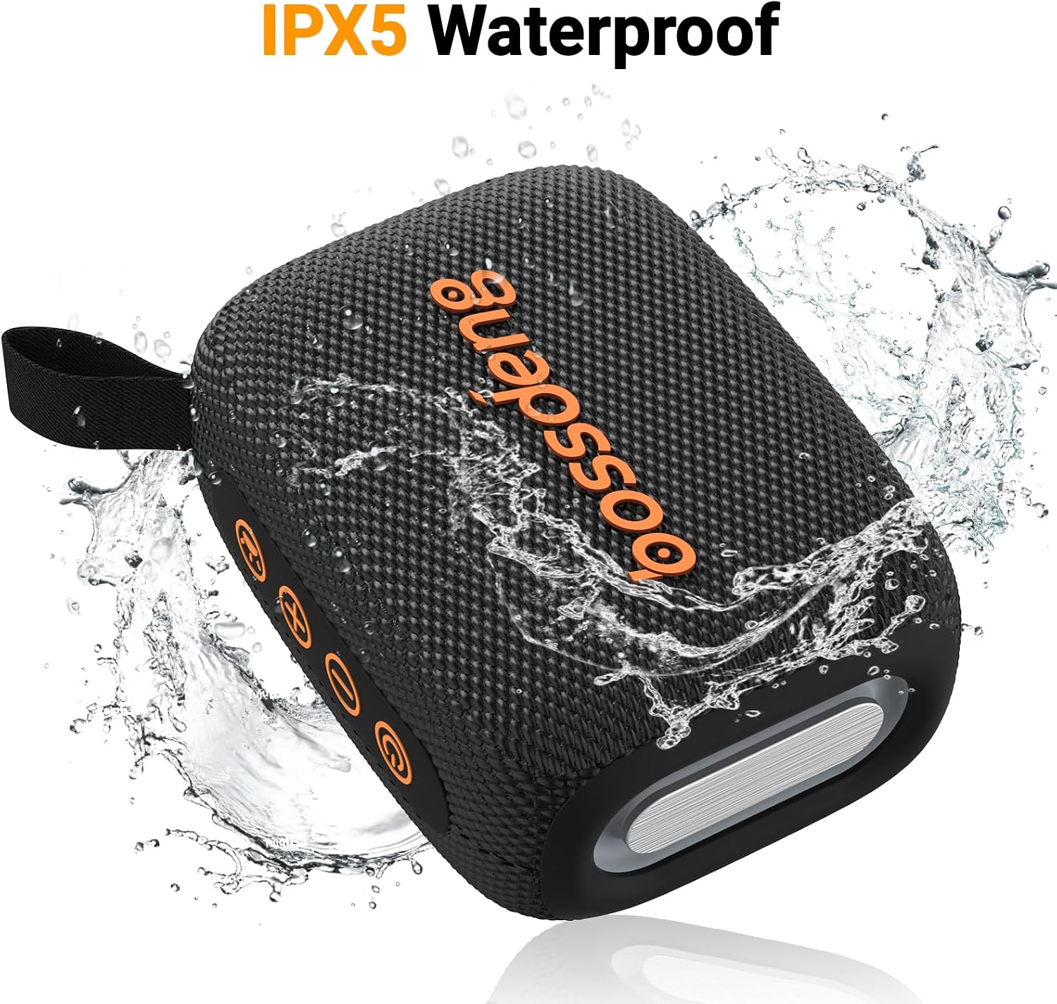 PARLANTE PORTÁTIL BLUETOOTH BOSSDENG IMPERMEABLE CON LUCES Y CORDÓN NEGRO - 5