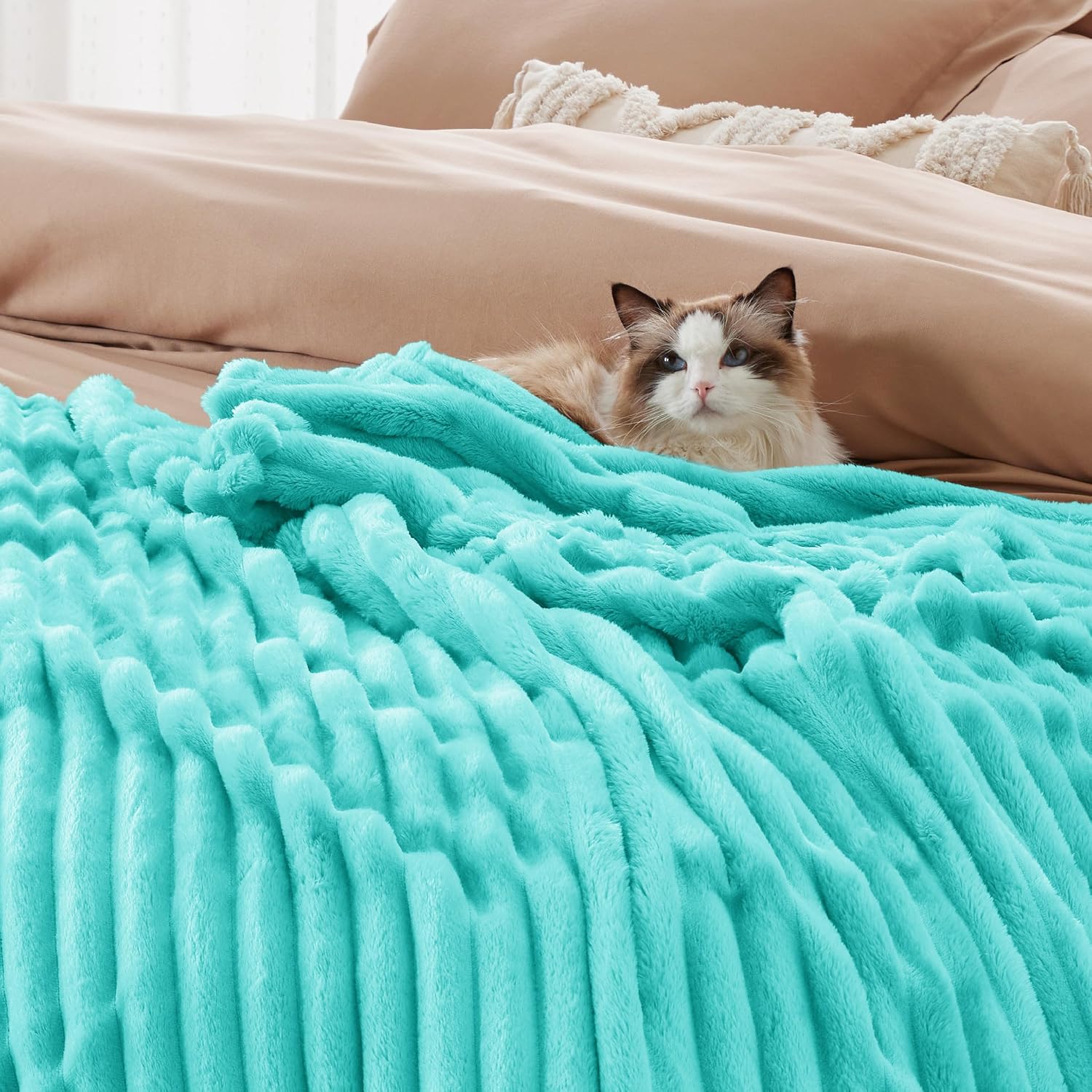 MANTA BEDSURE QUEEN SIZE AZUL NIEBLA 90X90 PULGADAS - 3