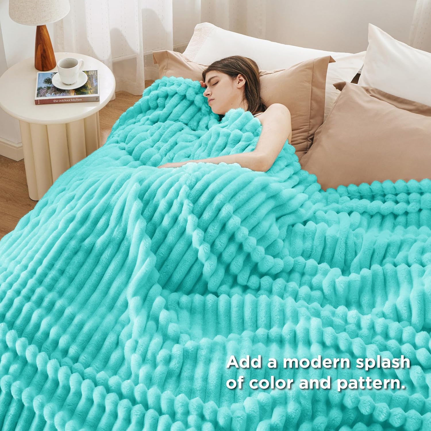 MANTA BEDSURE QUEEN SIZE AZUL NIEBLA 90X90 PULGADAS - 4