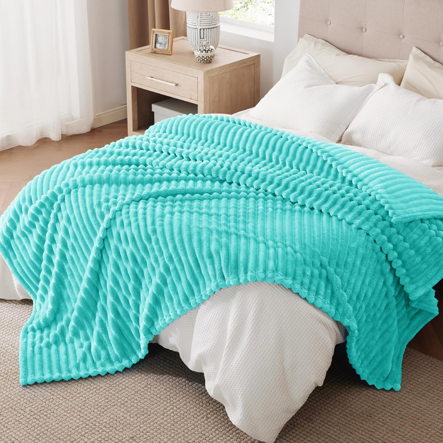 MANTA BEDSURE QUEEN SIZE AZUL NIEBLA 90X90 PULGADAS - 5