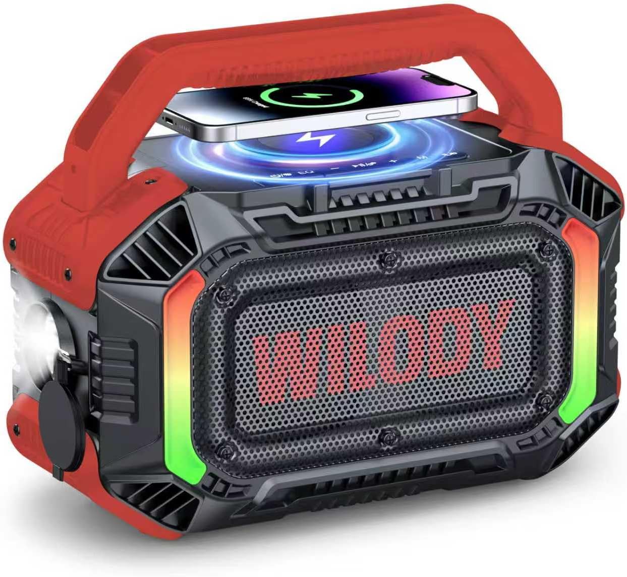 PARLANTE PORTÁTIL BLUETOOTH WILODY 100W IPX7 RESISTENTE AL AGUA Y FLOTANTE ROJO CARMESÍ - 1