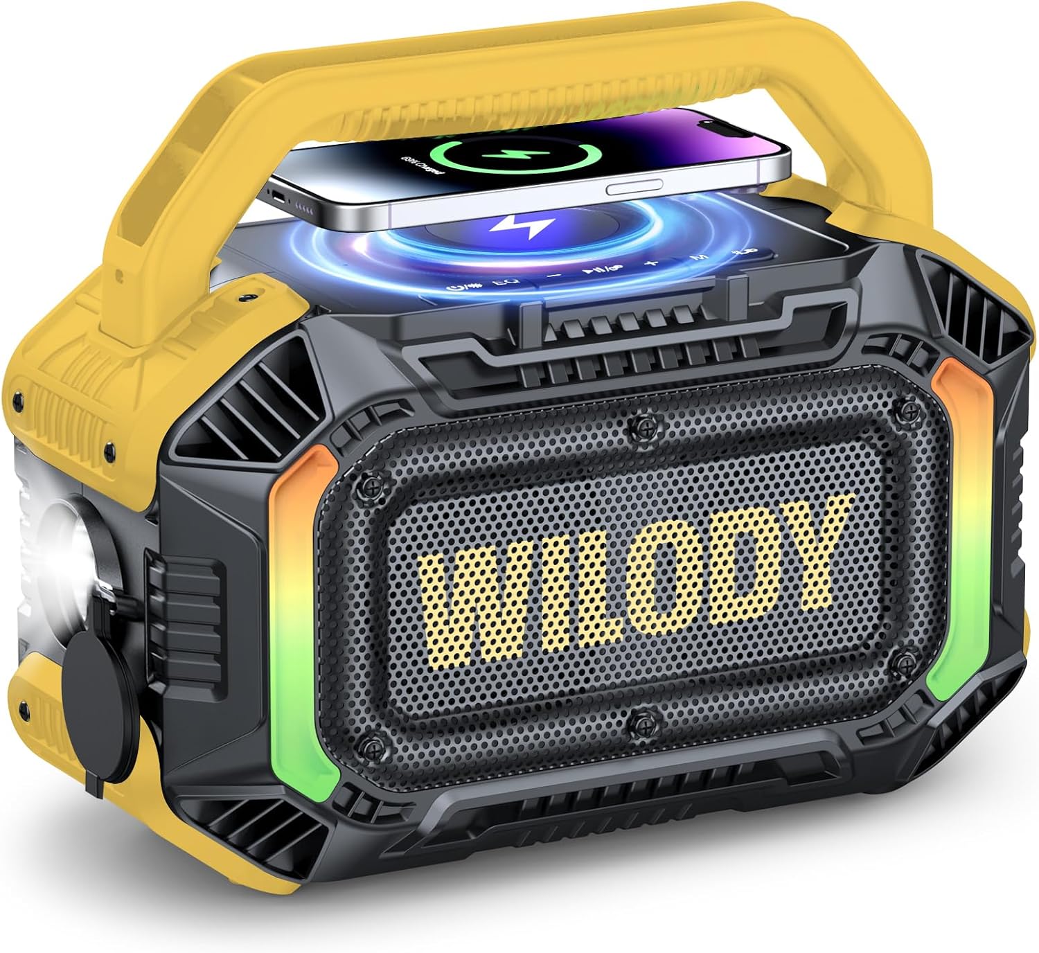PARLANTE BLUETOOTH WILODY 100W AMARILLO RESISTENTE AL AGUA IPX7 - 1