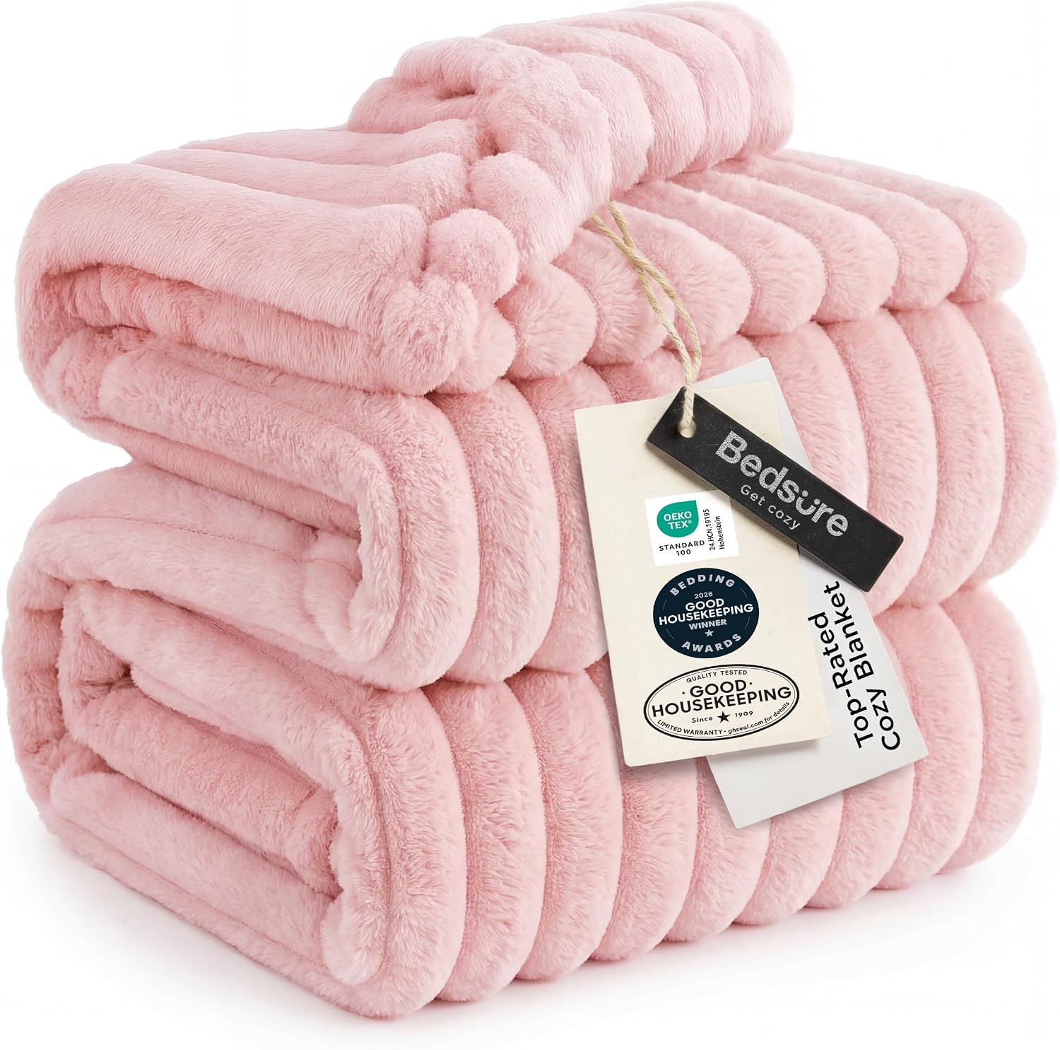 MANTA BEDSURE QUEEN CORAL ROSADO 90X90 PULGADAS - 1