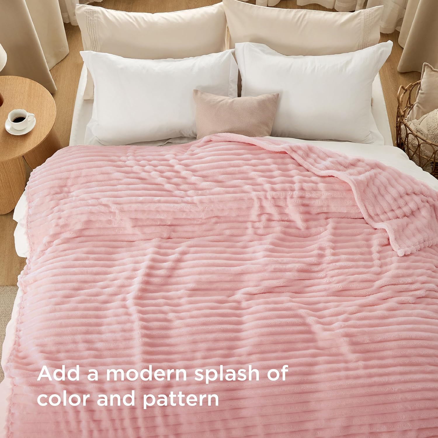 MANTA BEDSURE QUEEN CORAL ROSADO 90X90 PULGADAS - 3