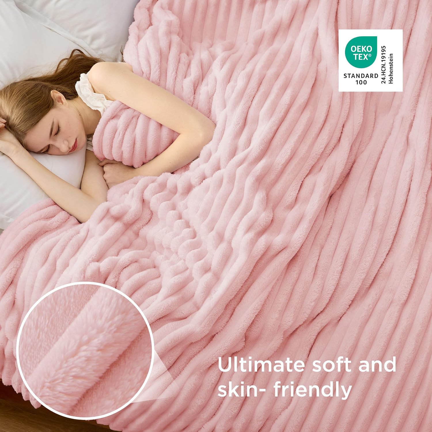 MANTA BEDSURE QUEEN CORAL ROSADO 90X90 PULGADAS - 4