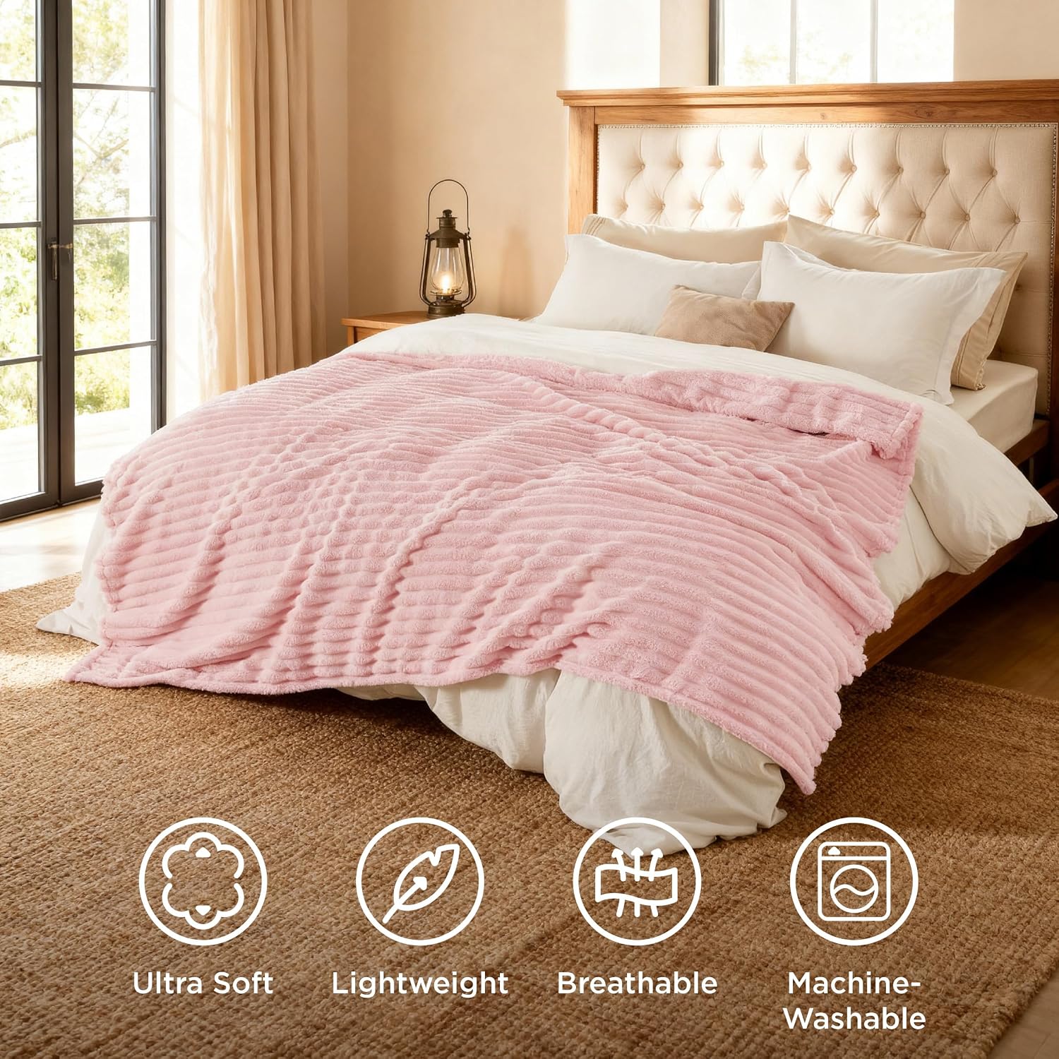 MANTA BEDSURE QUEEN CORAL ROSADO 90X90 PULGADAS - 5