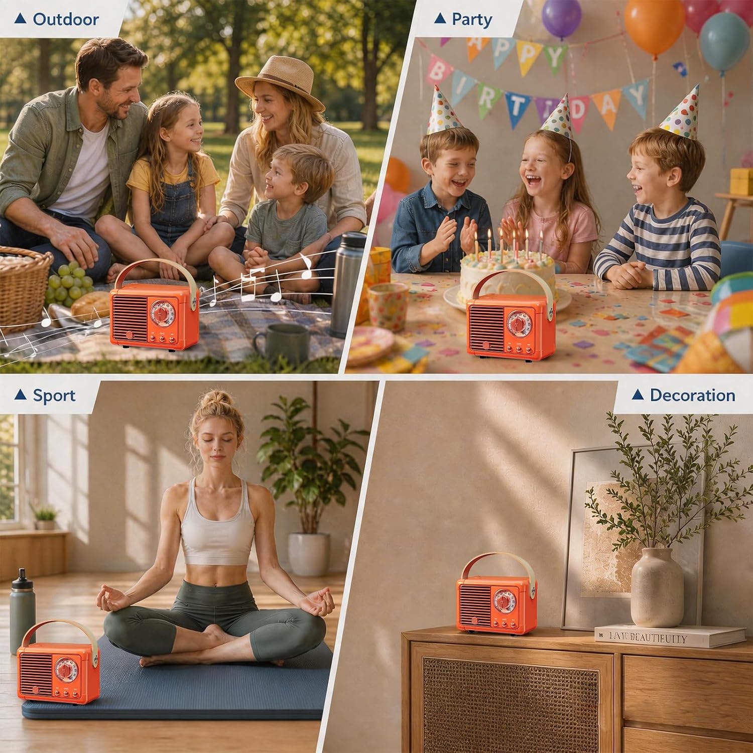 PARLANTE PORTÁTIL DOSMIX RETRO BLUETOOTH NARANJA CALABAZA - 3