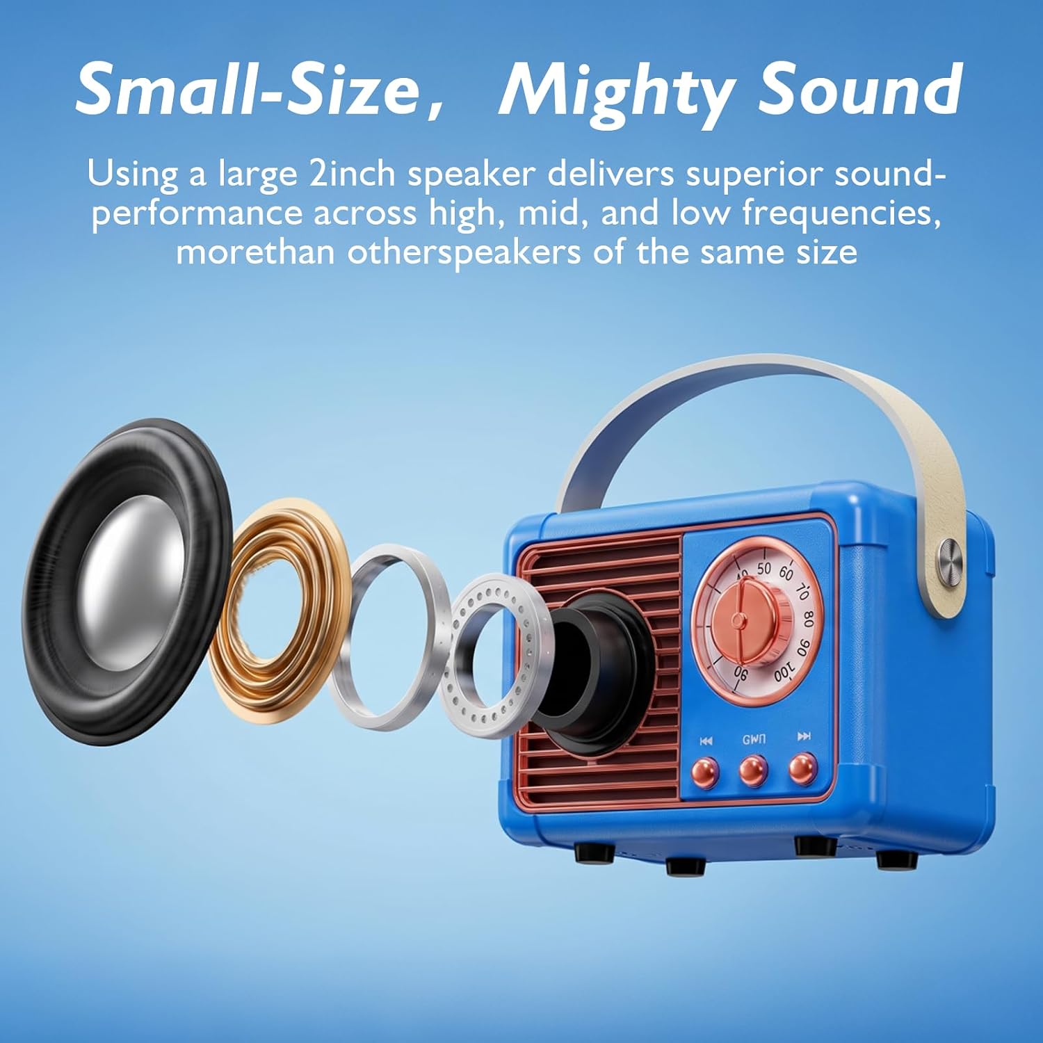 PARLANTE PORTÁTIL DOSMIX RETRO BLUETOOTH MINI VINTAGE - 4