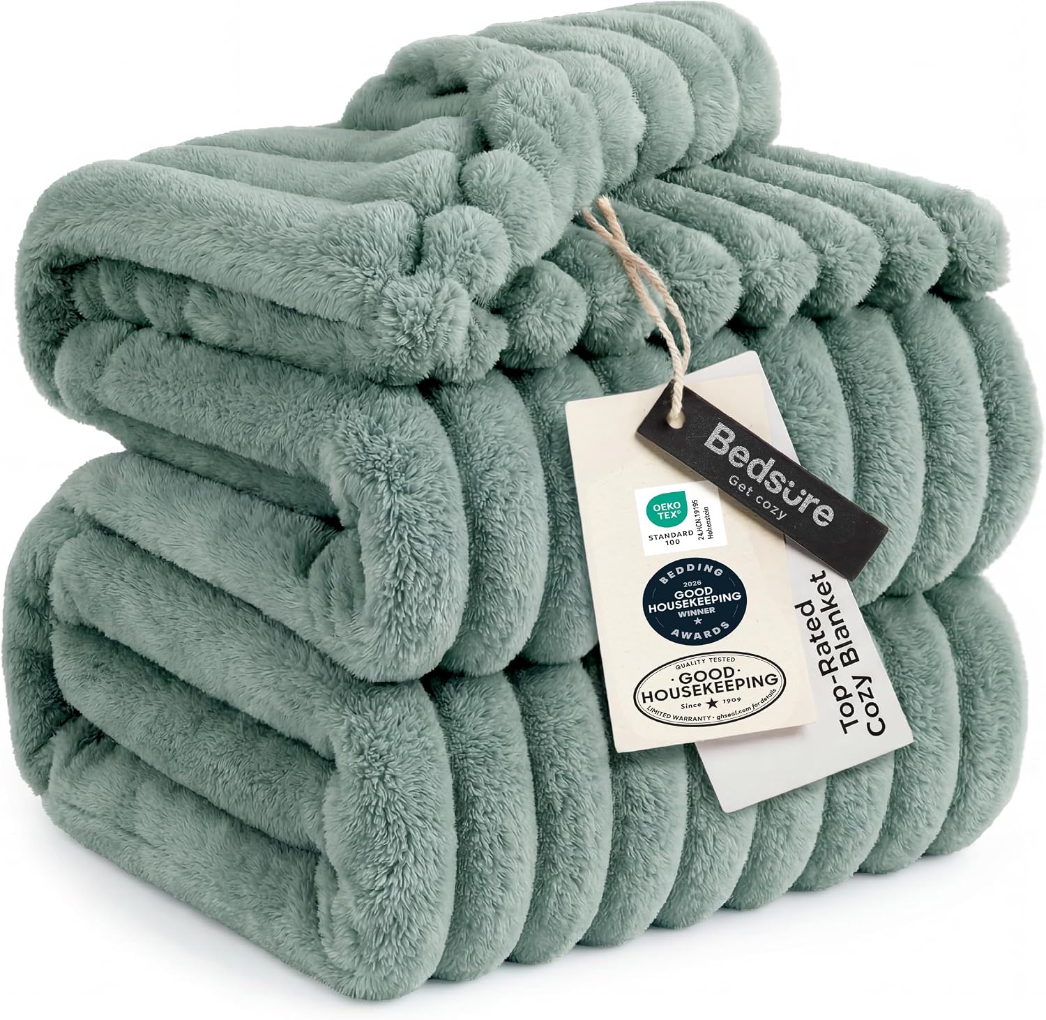 MANTA BEDSURE QUEEN SIZE VERDE ACEITUNA 90X90 - 1
