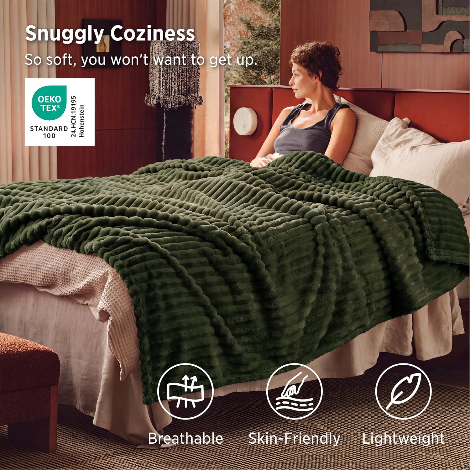 MANTA BEDSURE QUEEN SIZE 90X90 ACEITUNA - 3