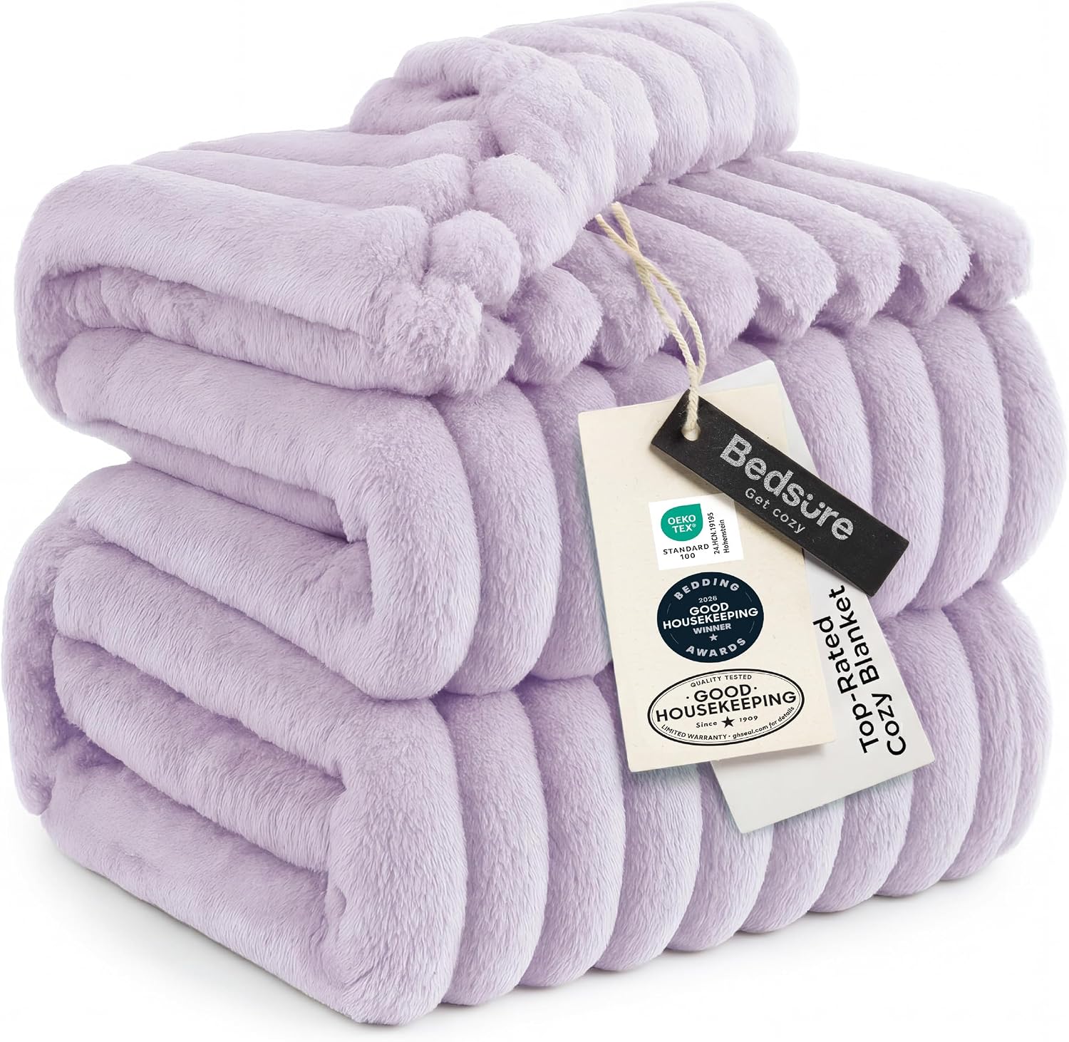MANTA BEDSURE QUEEN SIZE LAVANDA 90X90 PULGADAS - 1