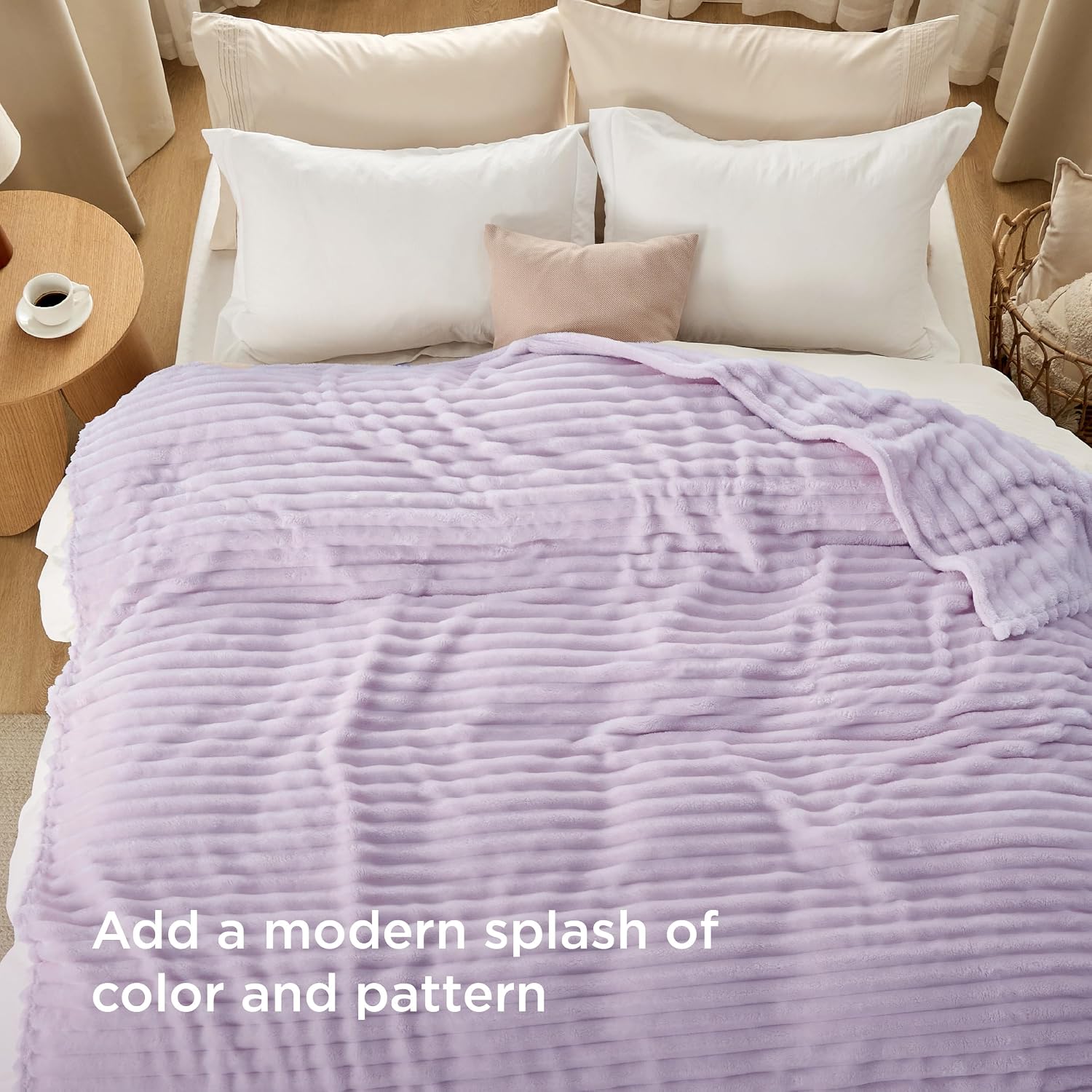 MANTA BEDSURE QUEEN SIZE LAVANDA 90X90 PULGADAS - 3