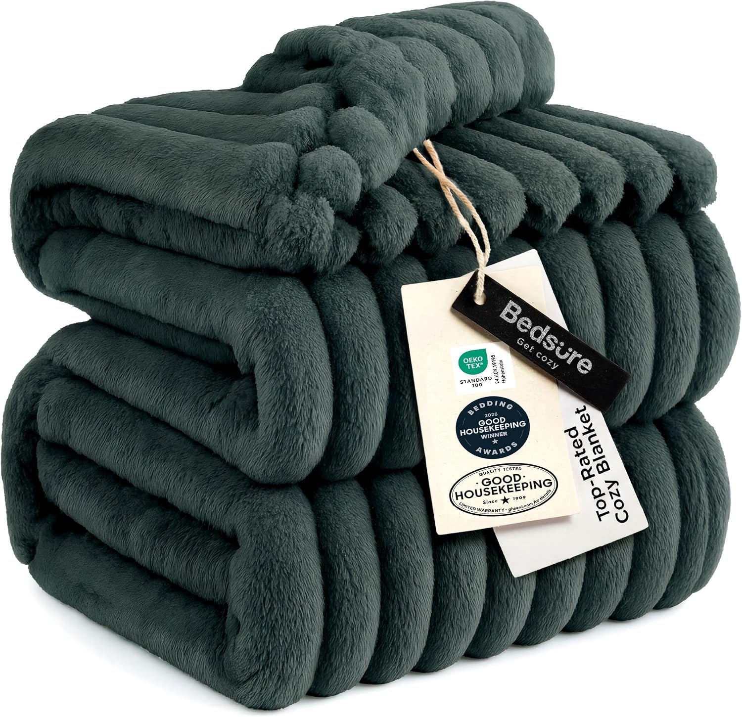 MANTA BEDSURE QUEEN SIZE VERDE NAVIDAD 90X90 PULGADAS - 1