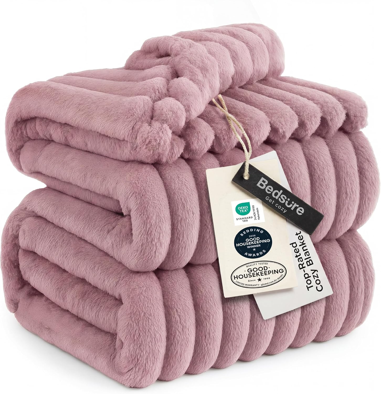 MANTA BEDSURE QUEEN SIZE ROSA 90X90 PULGADAS - 1