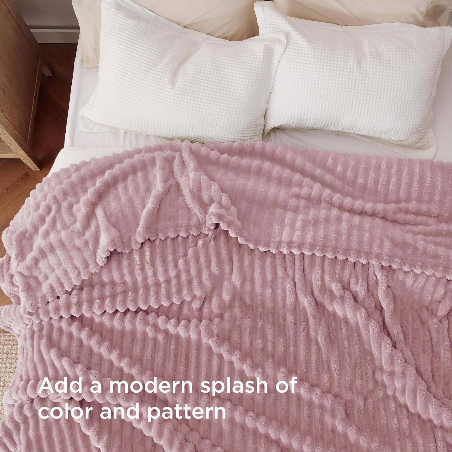 MANTA BEDSURE QUEEN SIZE ROSA 90X90 PULGADAS - 3