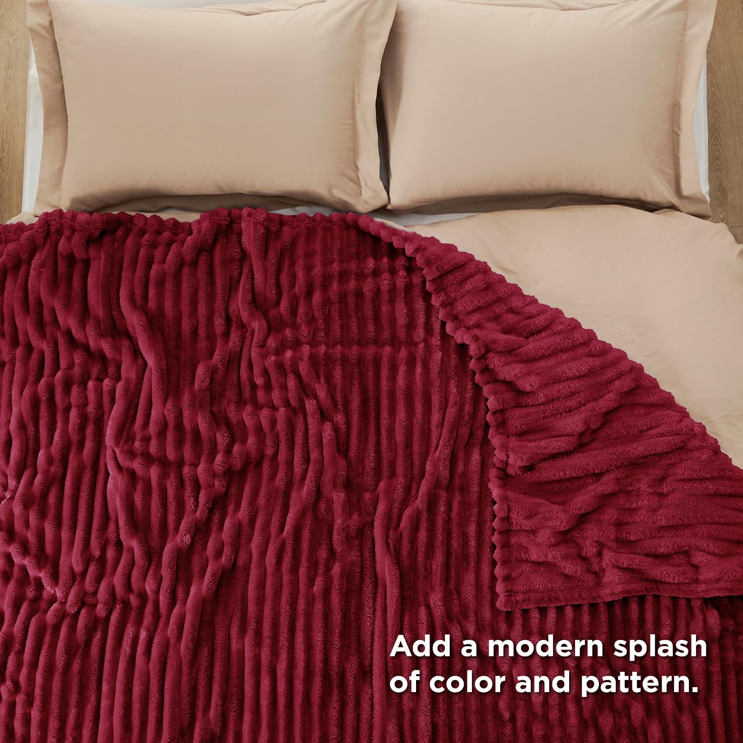 MANTA BEDSURE QUEEN SIZE ROJO PROFUNDO 90X90 PULGADAS - 5
