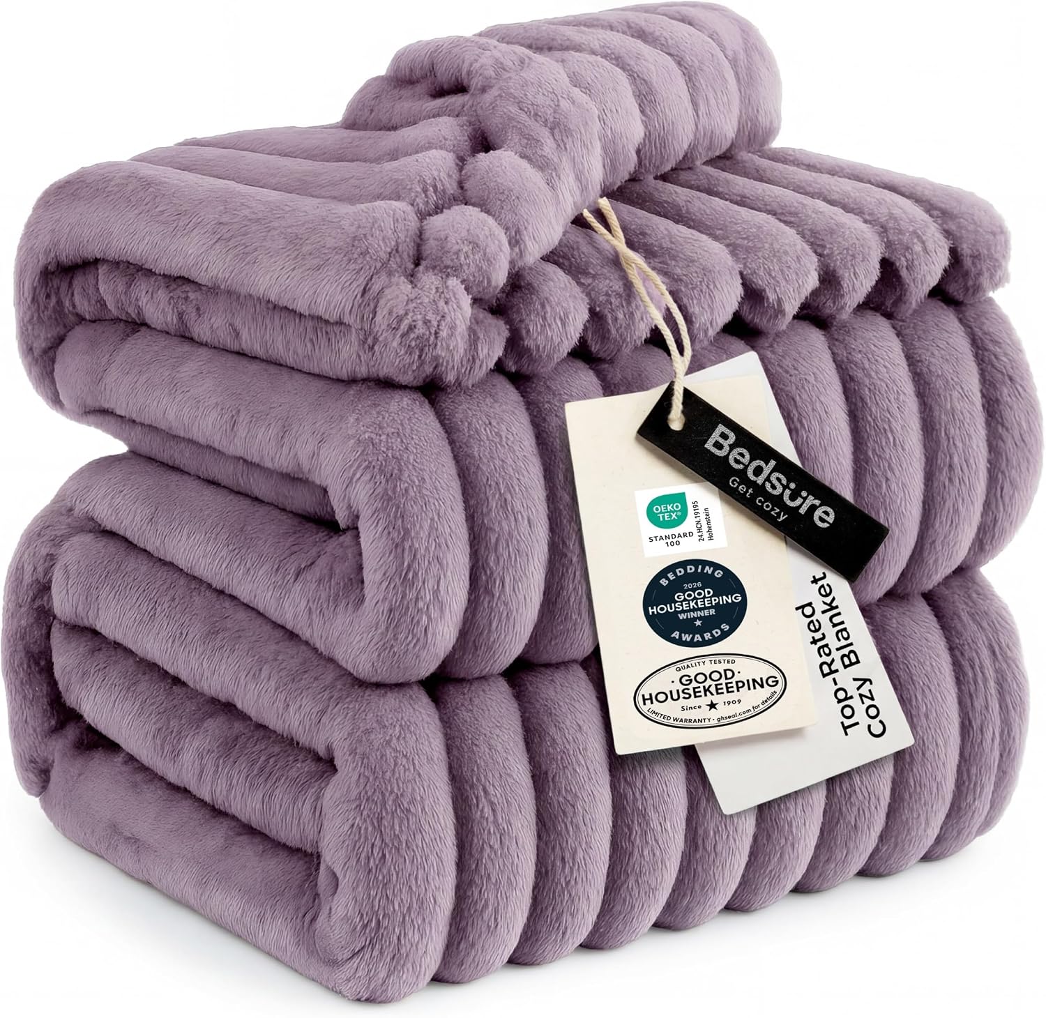 MANTA BEDSURE QUEEN SIZE 90X90 CM LAVANDA CLARO - 1